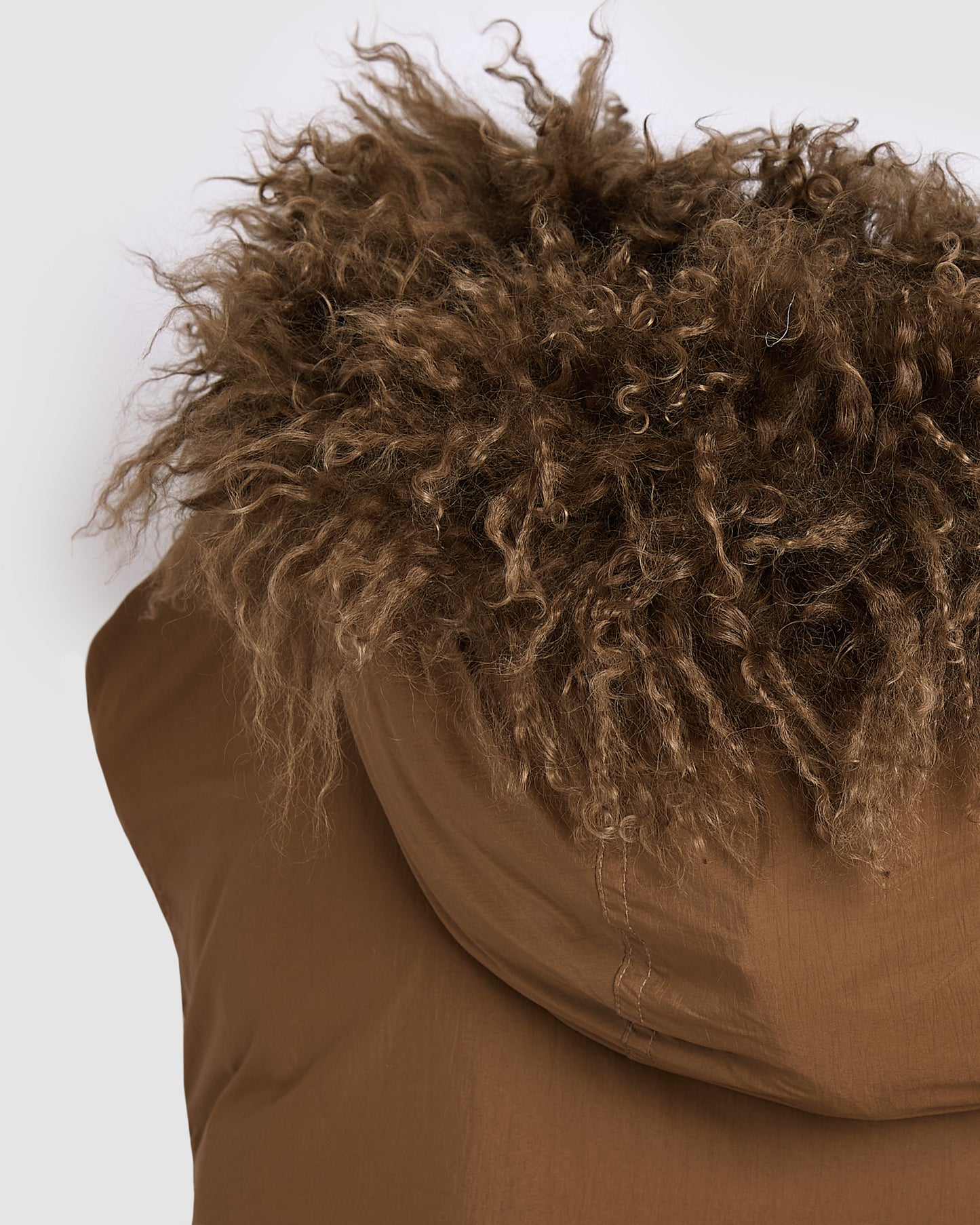 Short ultra-light down jacket with curly lambskin trim -Yves Salomon