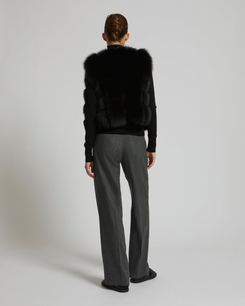 Short gilet in fox fur - black - Yves Salomon