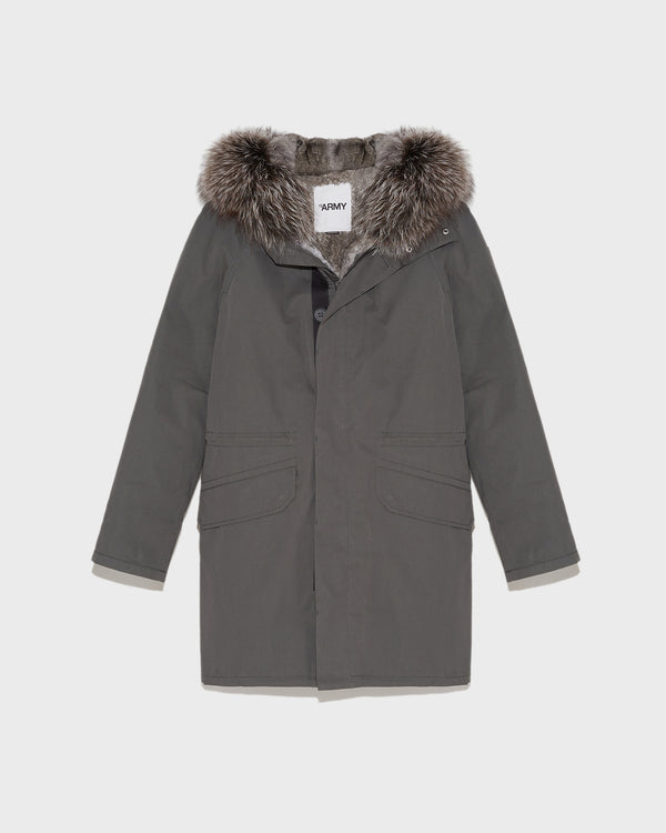 Iconic Cotton Blend And Fur Parka - grey - Yves Salomon