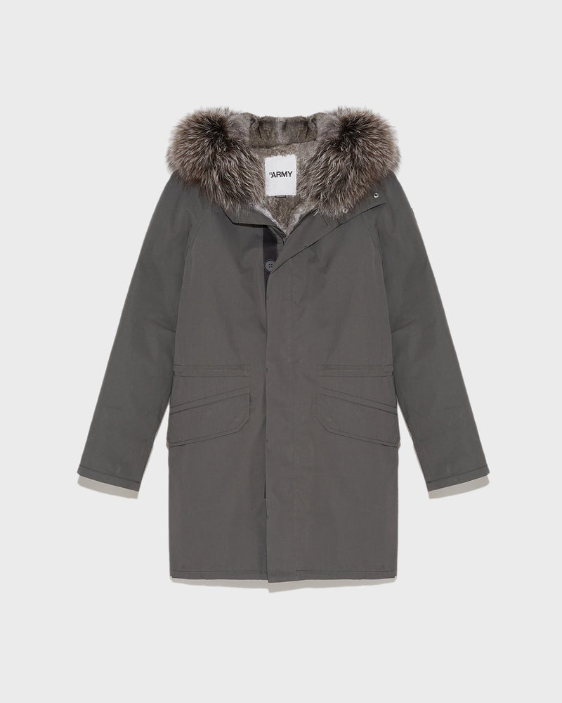 Iconic Cotton Blend And Fur Parka - grey - Yves Salomon
