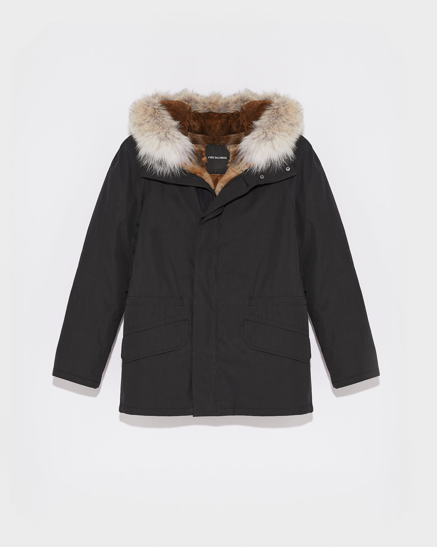 Short Iconic parka in technical cotton and coyote and rabbit fur -Yves Salomon