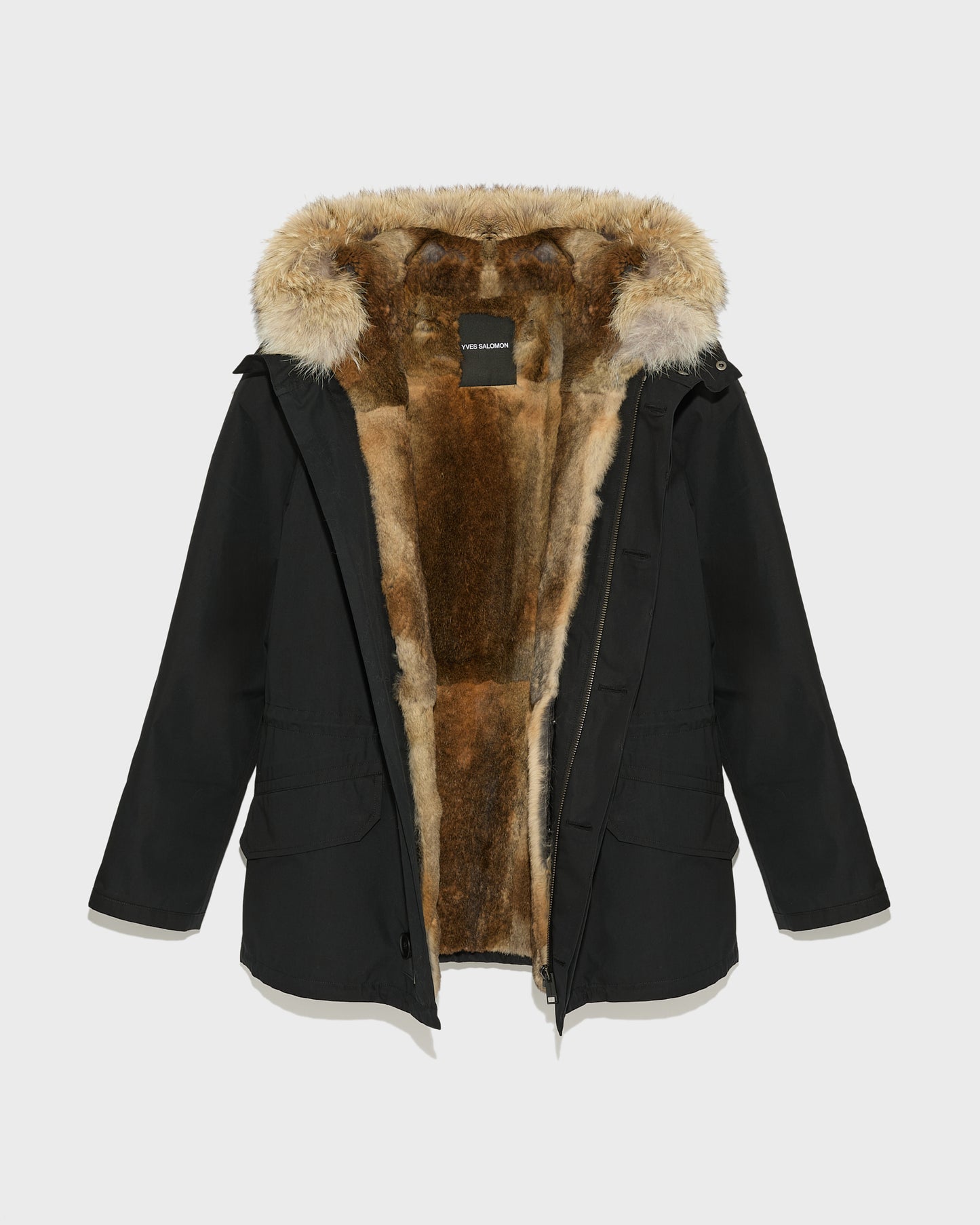 Winter sale & boxing day -Short Iconic parka in technical cotton and coyote and rabbit fur