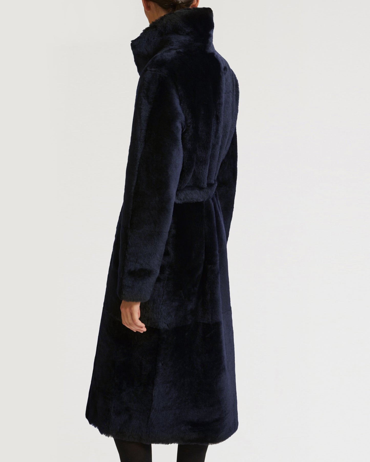 Long reversible belted shearling coat -Yves Salomon