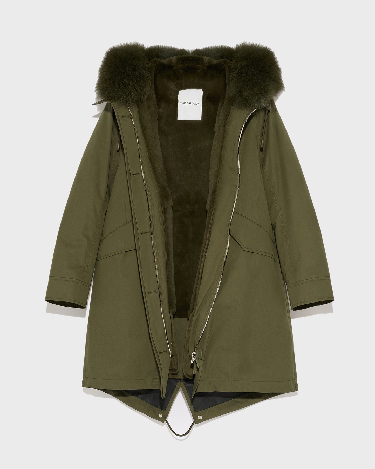 Long Iconic parka in waterproof cotton blend with fox and rabbit fur -Yves Salomon
