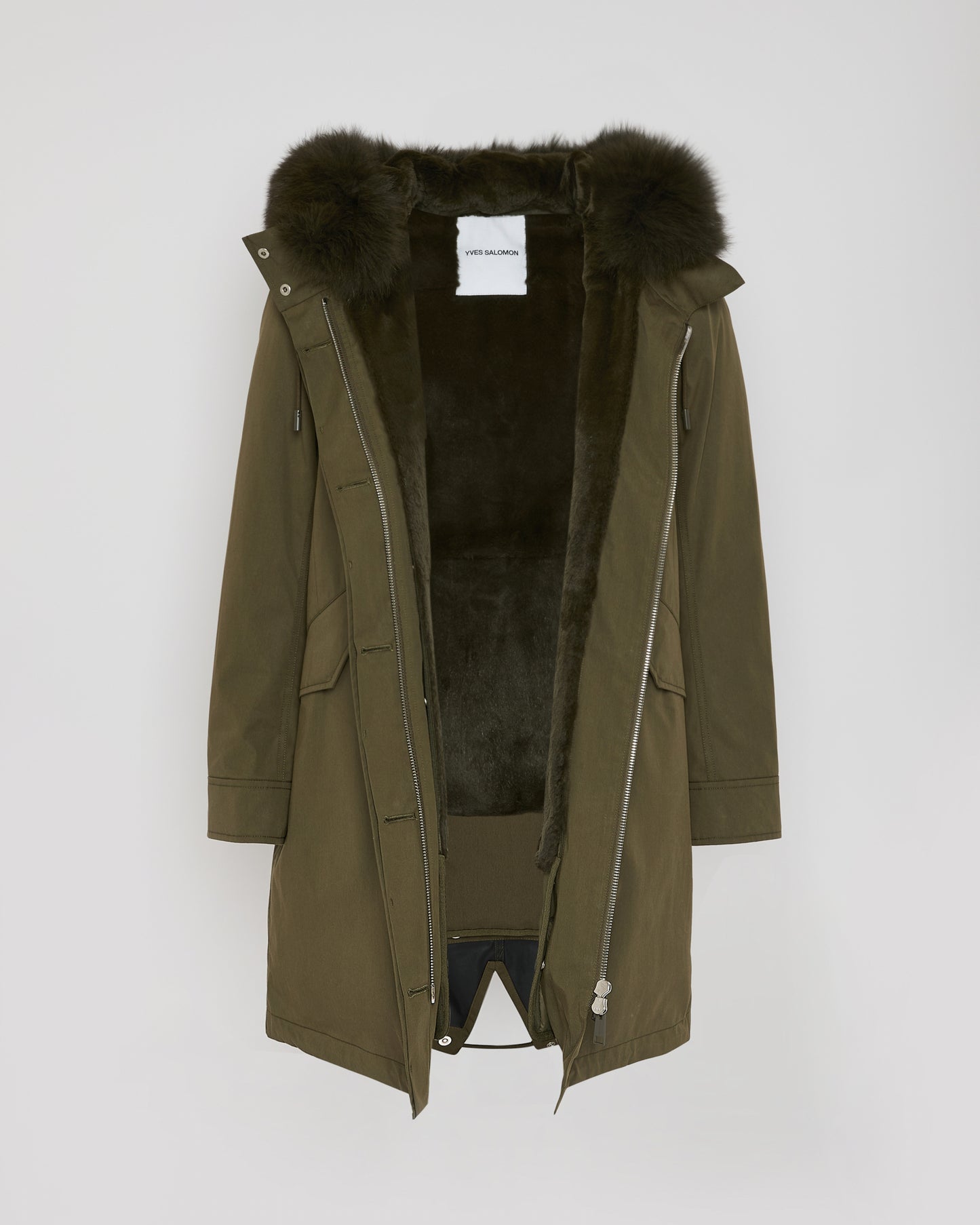 Long Iconic parka in waterproof cotton blend with fox and rabbit fur -Yves Salomon