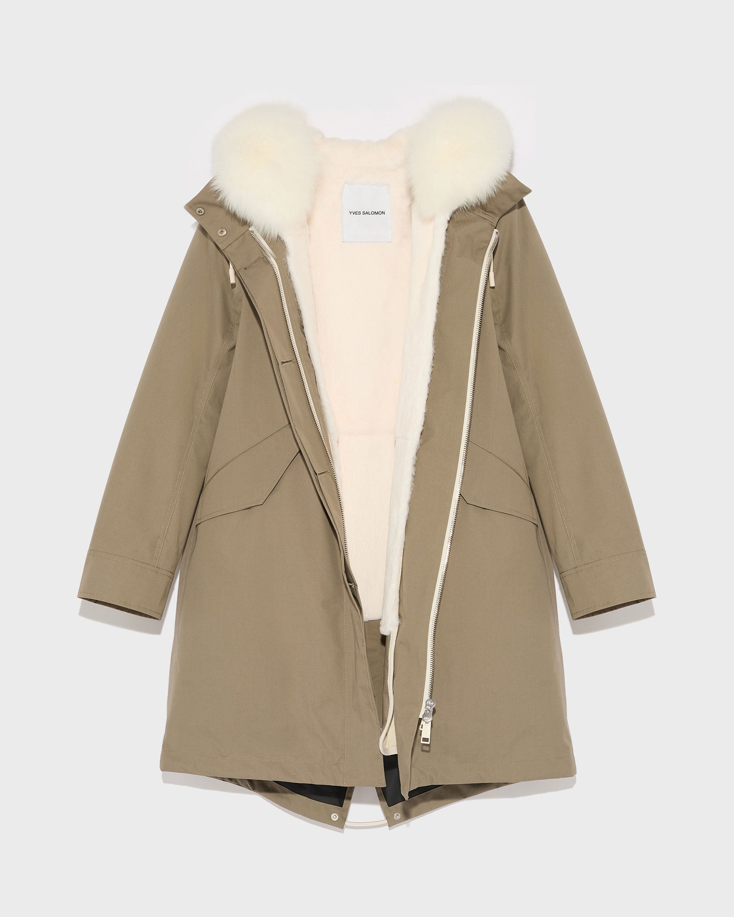 Long Iconic parka in waterproof cotton blend with fox and rabbit fur -Yves Salomon