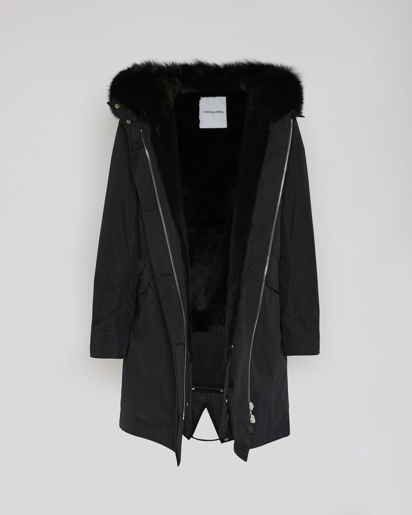Long Iconic parka in waterproof cotton blend with fox and rabbit fur -Yves Salomon