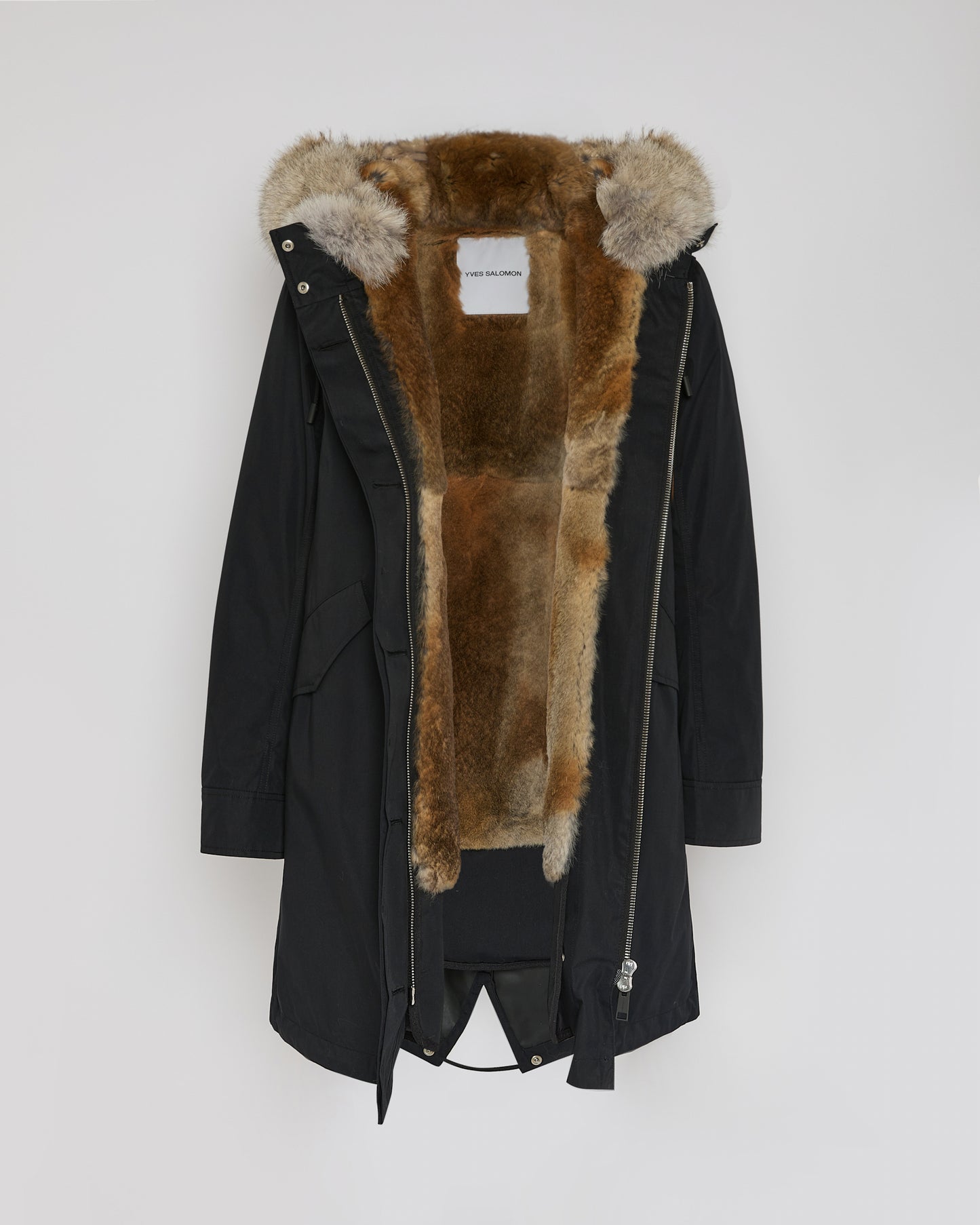 Regular parka in cotton blend and fur -Yves Salomon