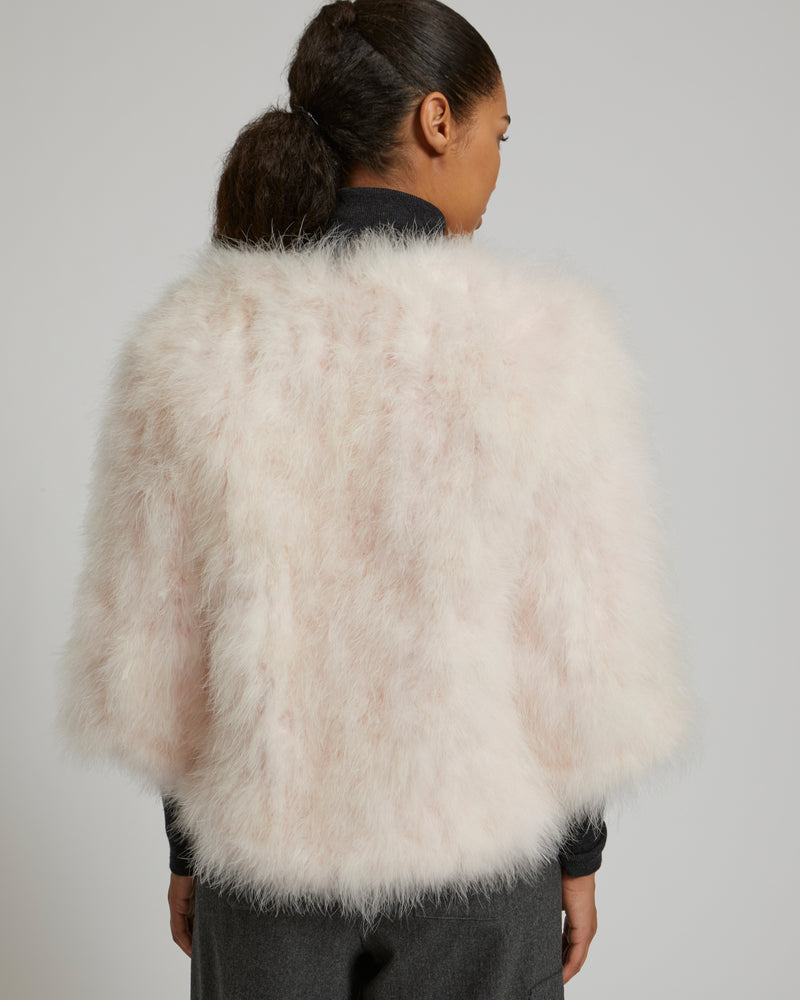 Cropped feather jacket - pink - Yves Salomon