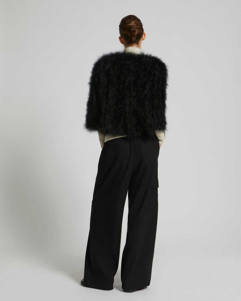 Cropped feather jacket - black - Yves Salomon
