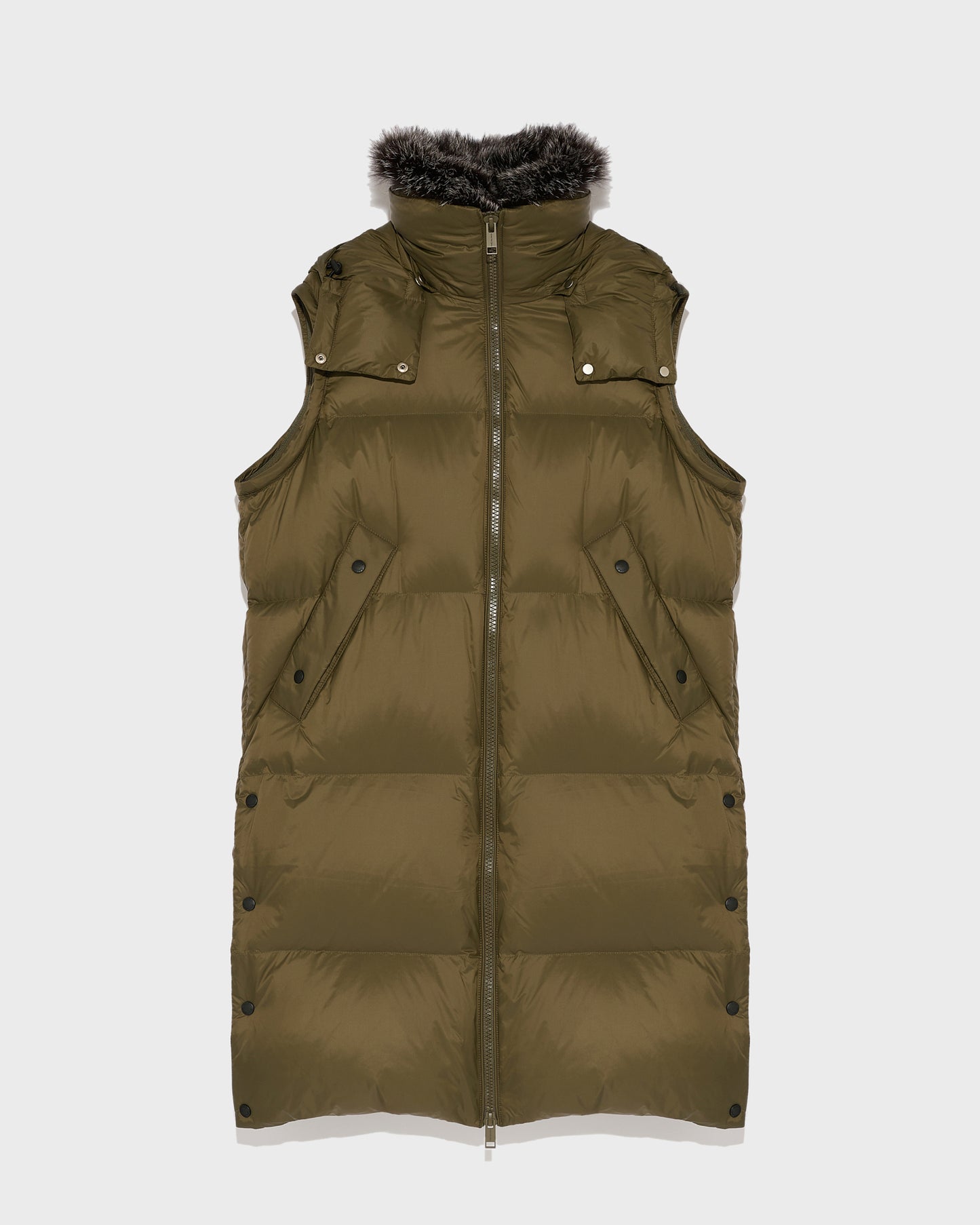 7/8 length down jacket with fox fur collar