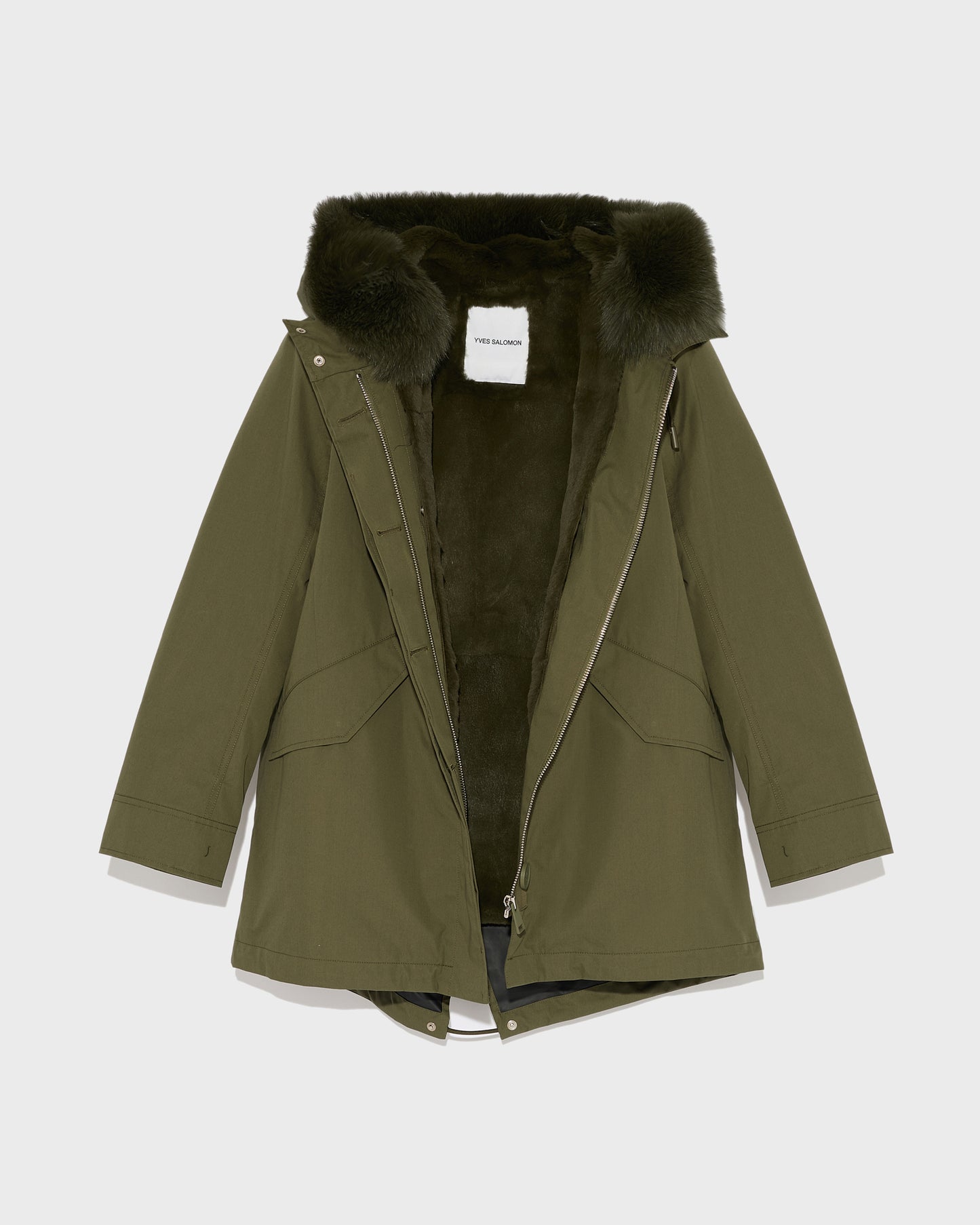 Short Iconic parka in waterproof cotton blend with fox and rabbit fur -Yves Salomon