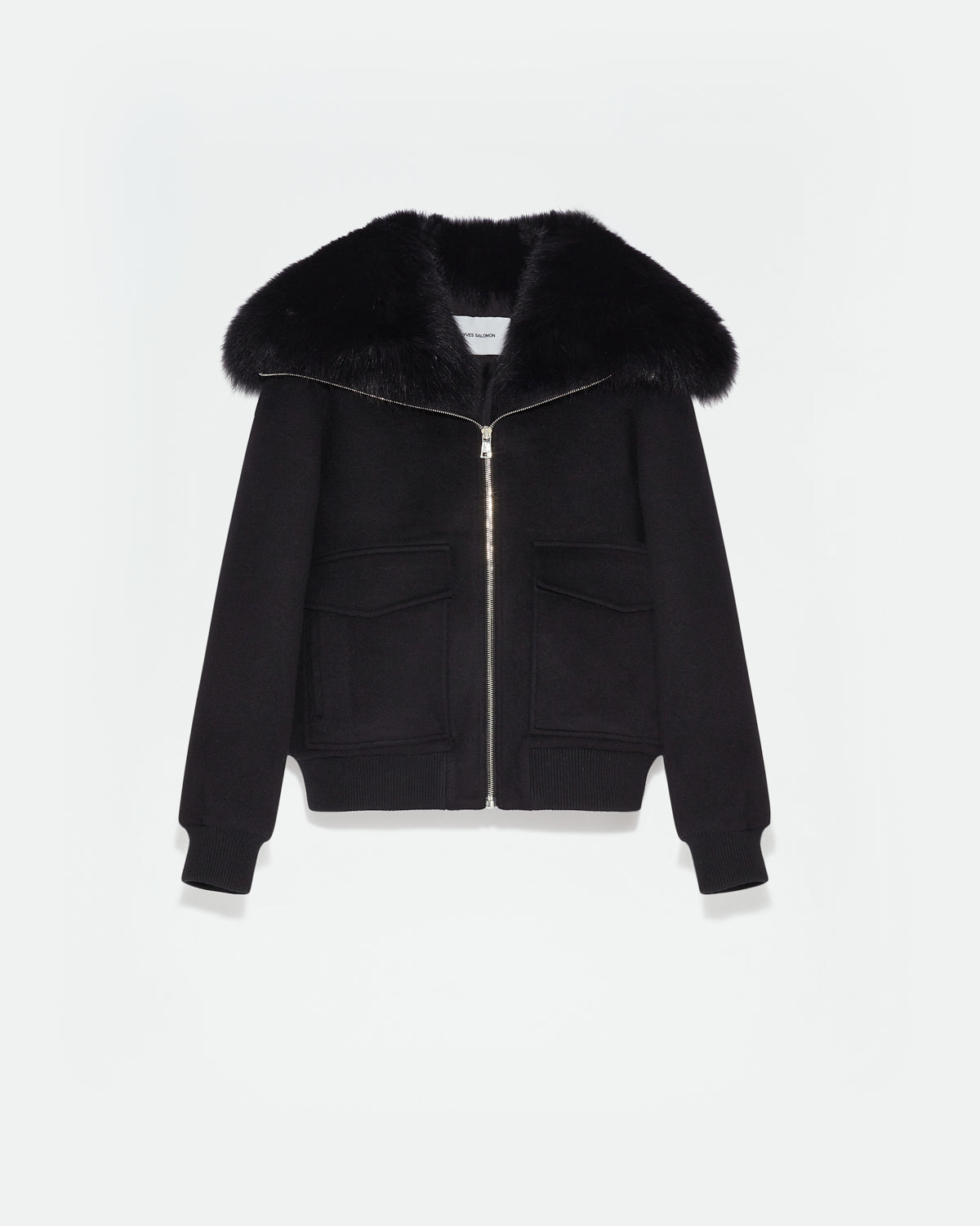 Cropped jacket in cashmere wool with fox fur collar -Yves Salomon