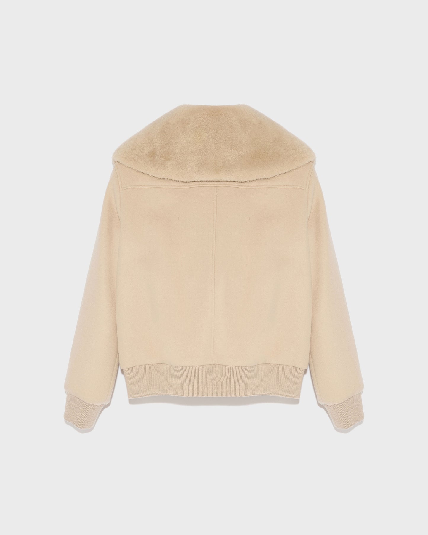 Cashmere wool jacket with mink fur collar