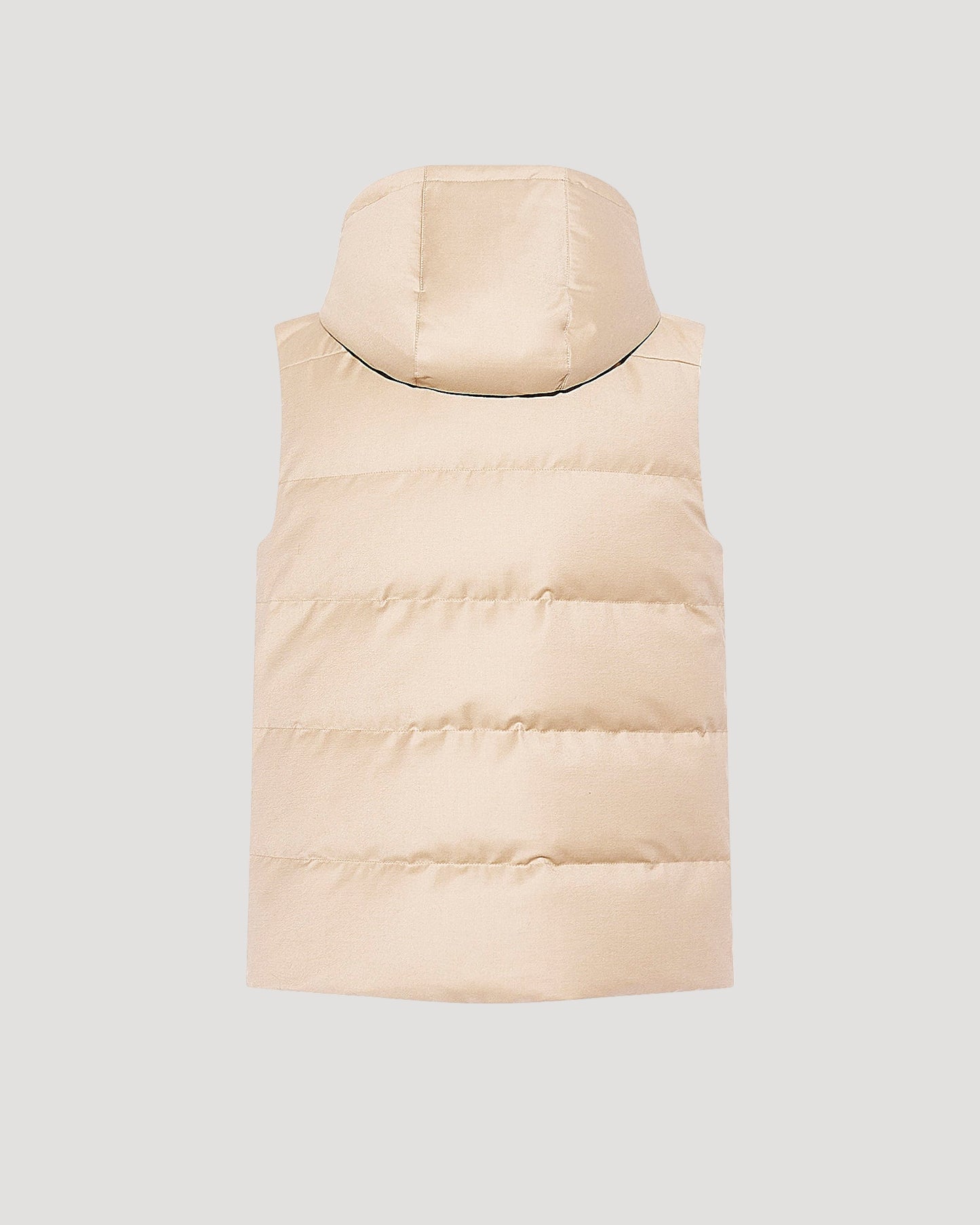 Down Gilet made with Loro Piana fabric with mink fur trim