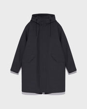 Technical cold wool fishtail parka