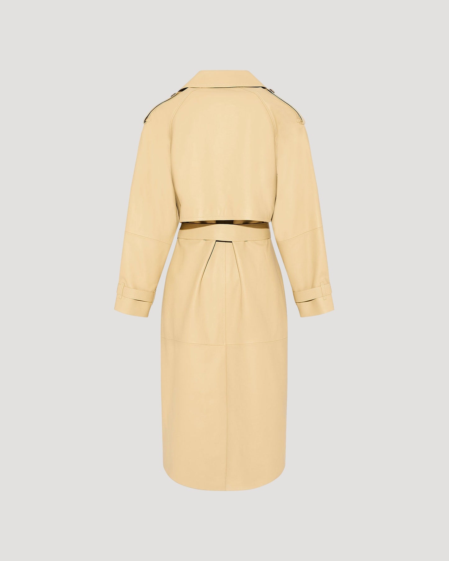 Long belted trench coat in lamb leather