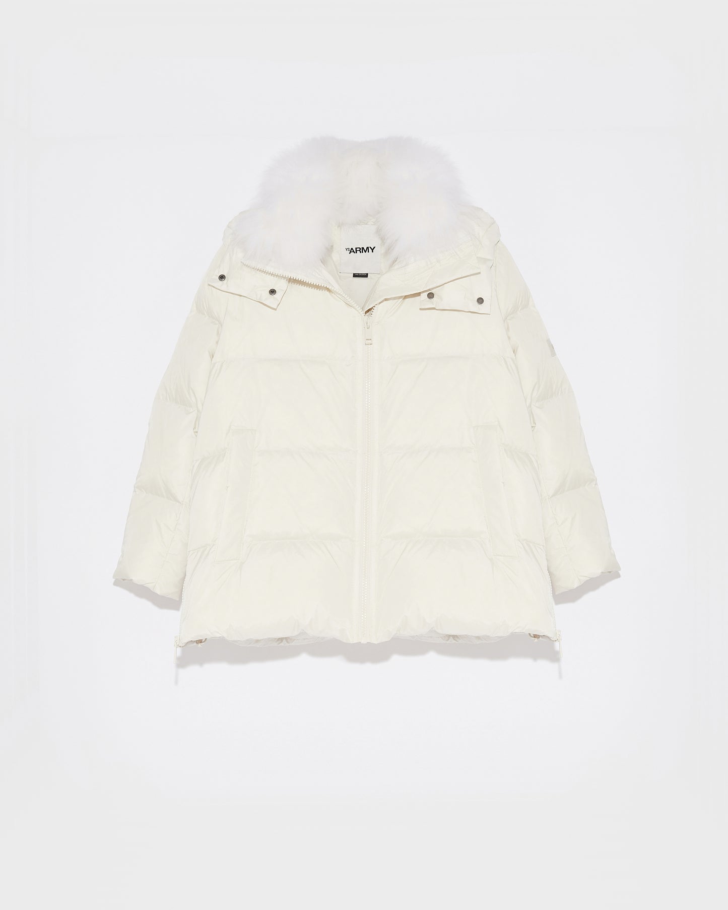Iconic "A" line down jacket with lambswool collar -Yves Salomon