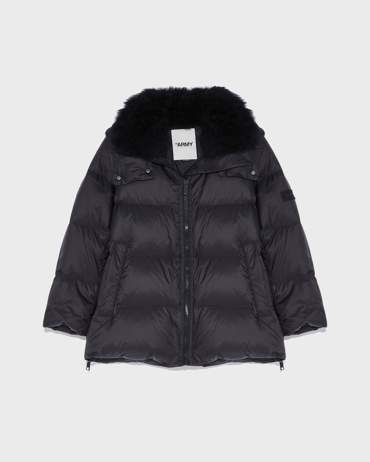 Iconic "A" line down jacket with lambswool collar -Yves Salomon