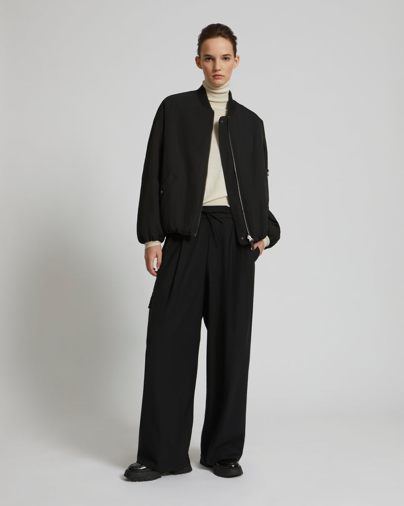 Reversible bomber jacket in water-repellent technical fabric and long-haired mink - black - Yves Salomon