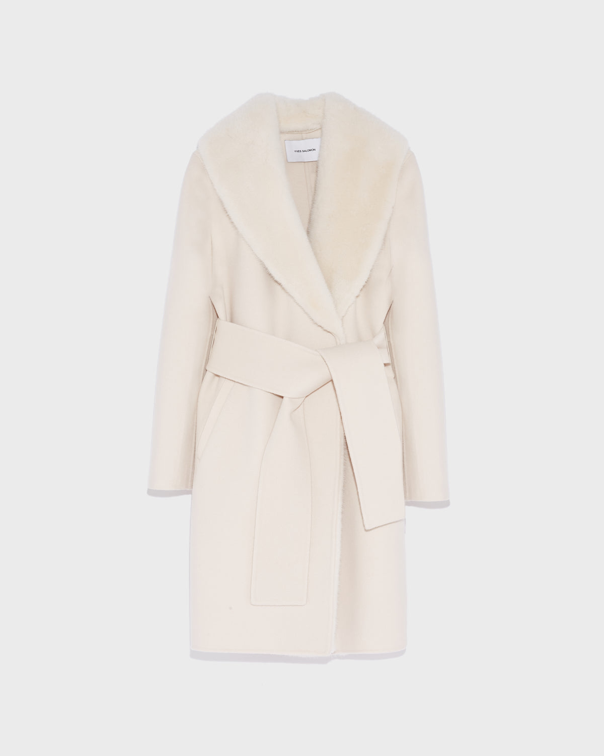 Black Friday 2025- Cashmere wool coat with mink fur collar and facing -Yves Salomon