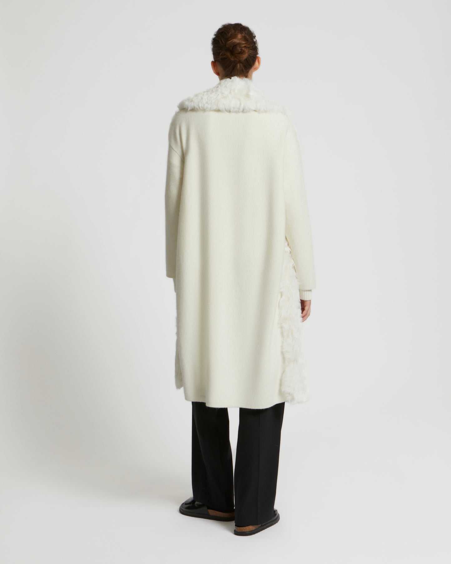 Black Friday 2025- Long cardigan coat in knit and lambskin-Yves Salomon-Winter sale & boxing day