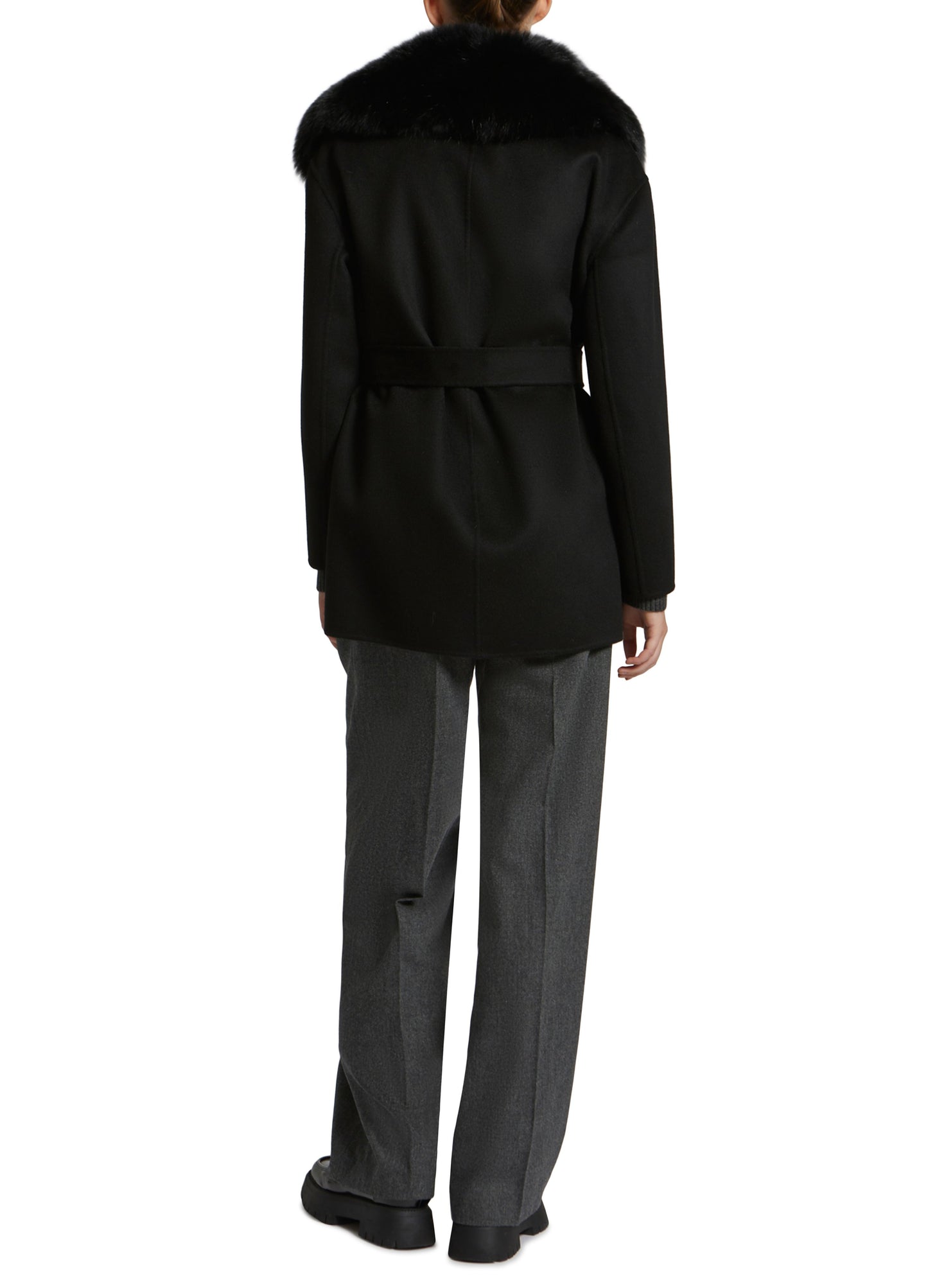 Cashmere wool peacot with fox fur collar -Yves Salomon