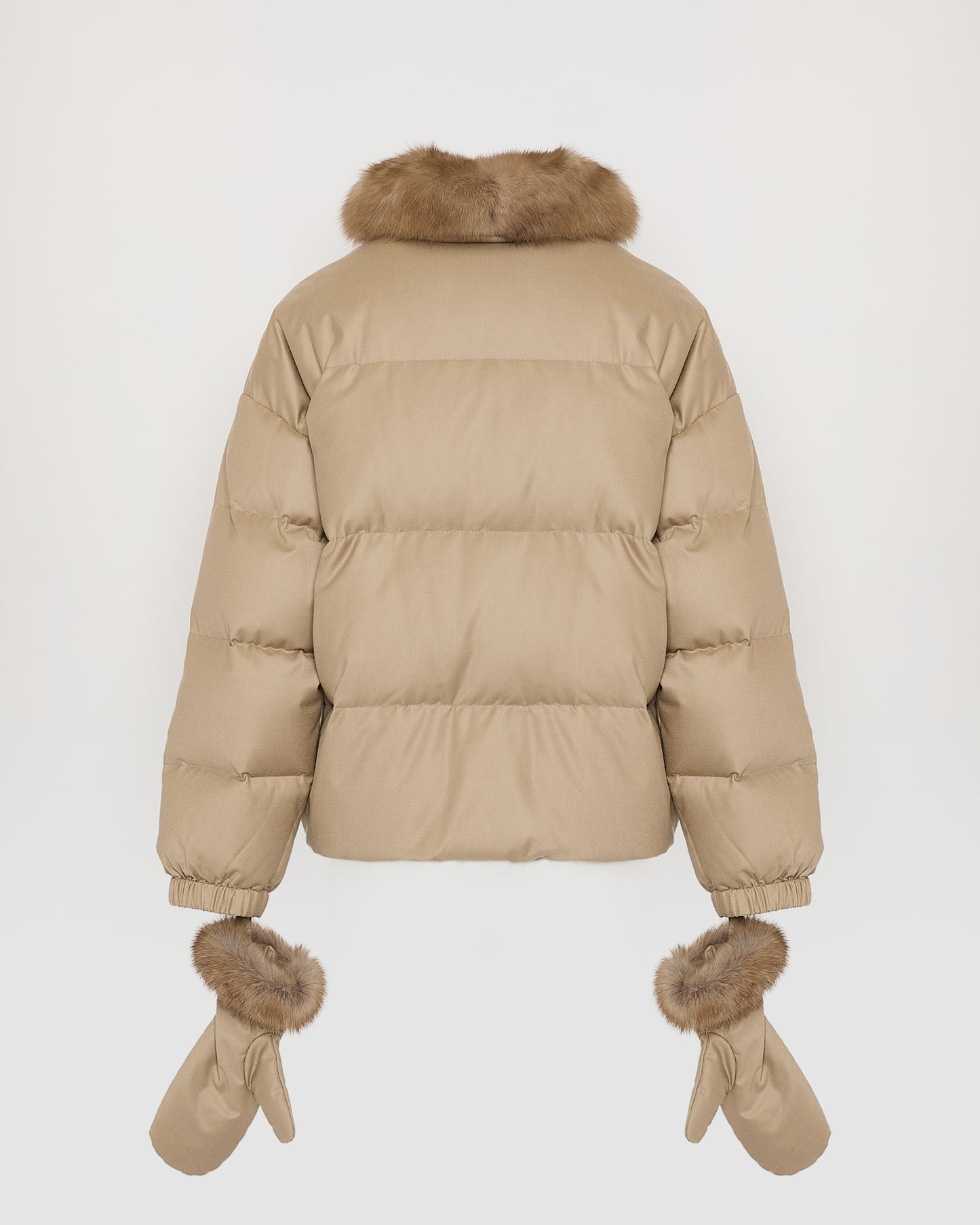 Short down jacket made with Loro Piana flannel and sable fur -Yves Salomon