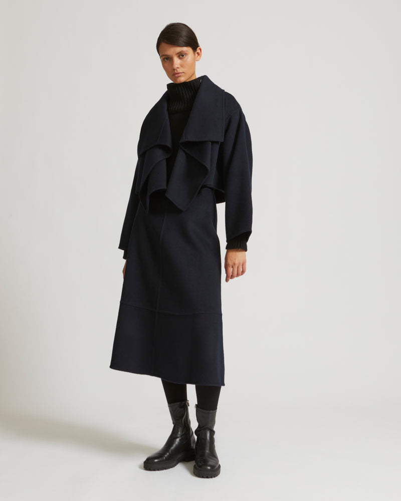 Cropped jacket in cashmere wool - navy - Yves Salomon