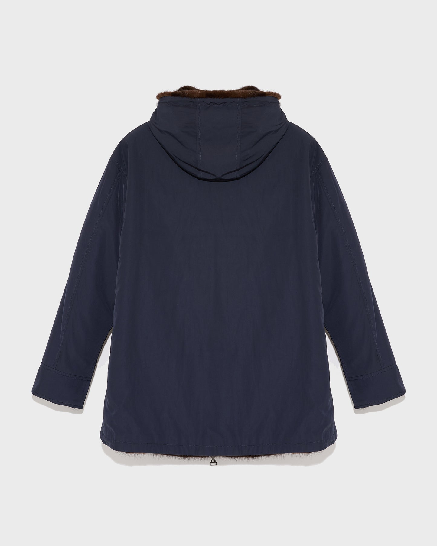 Mink fur reversible technical fabric parka