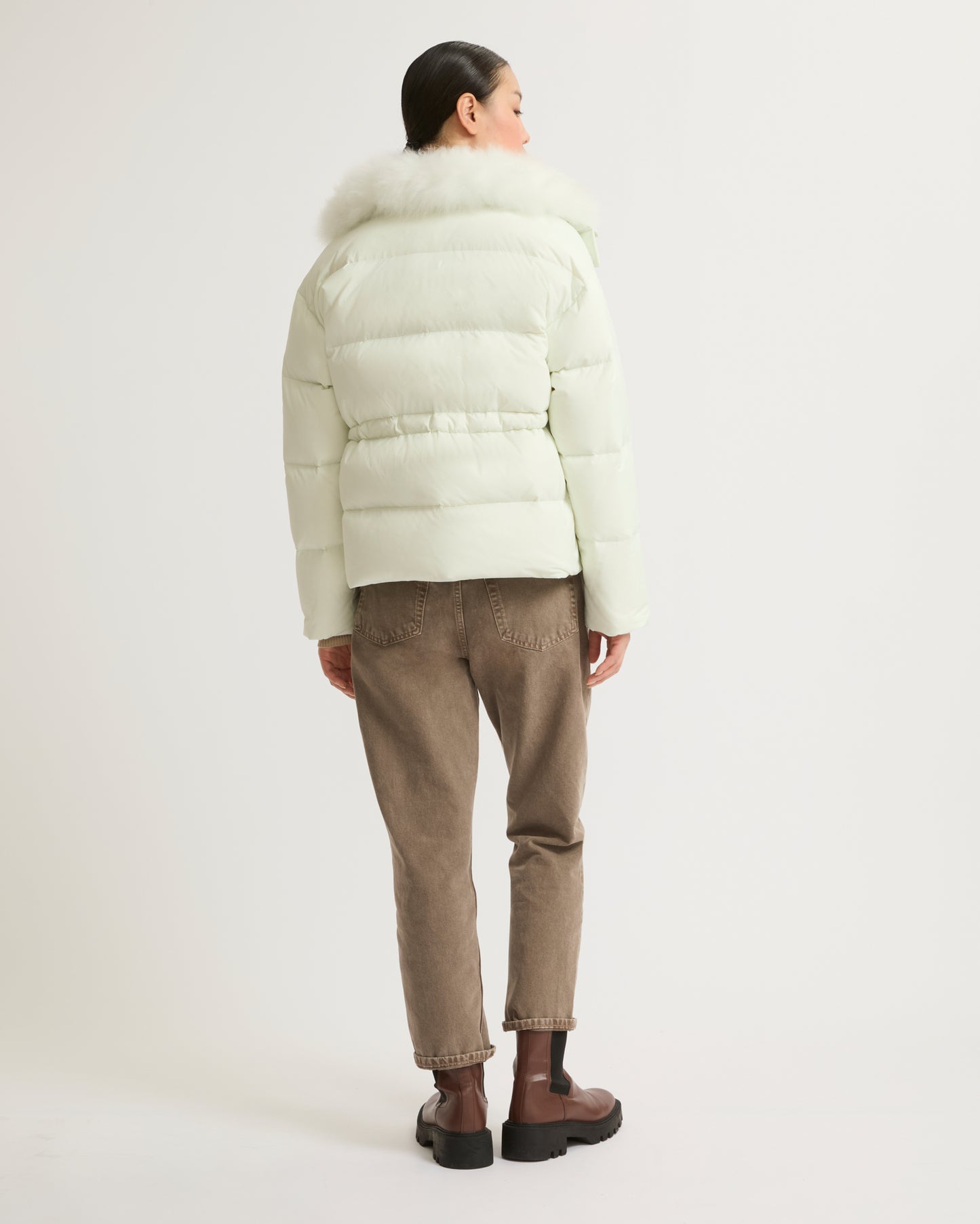 Black Friday 2025- Down jacket with fluffy lambswool trim-Yves Salomon-Winter sale & boxing day