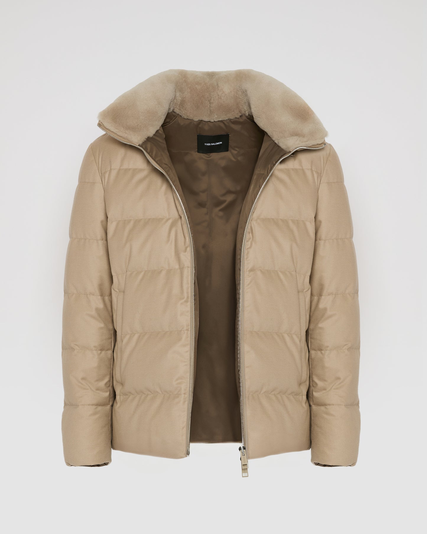 Short down jacket in Loro Piana fabric with mink trim -Yves Salomon