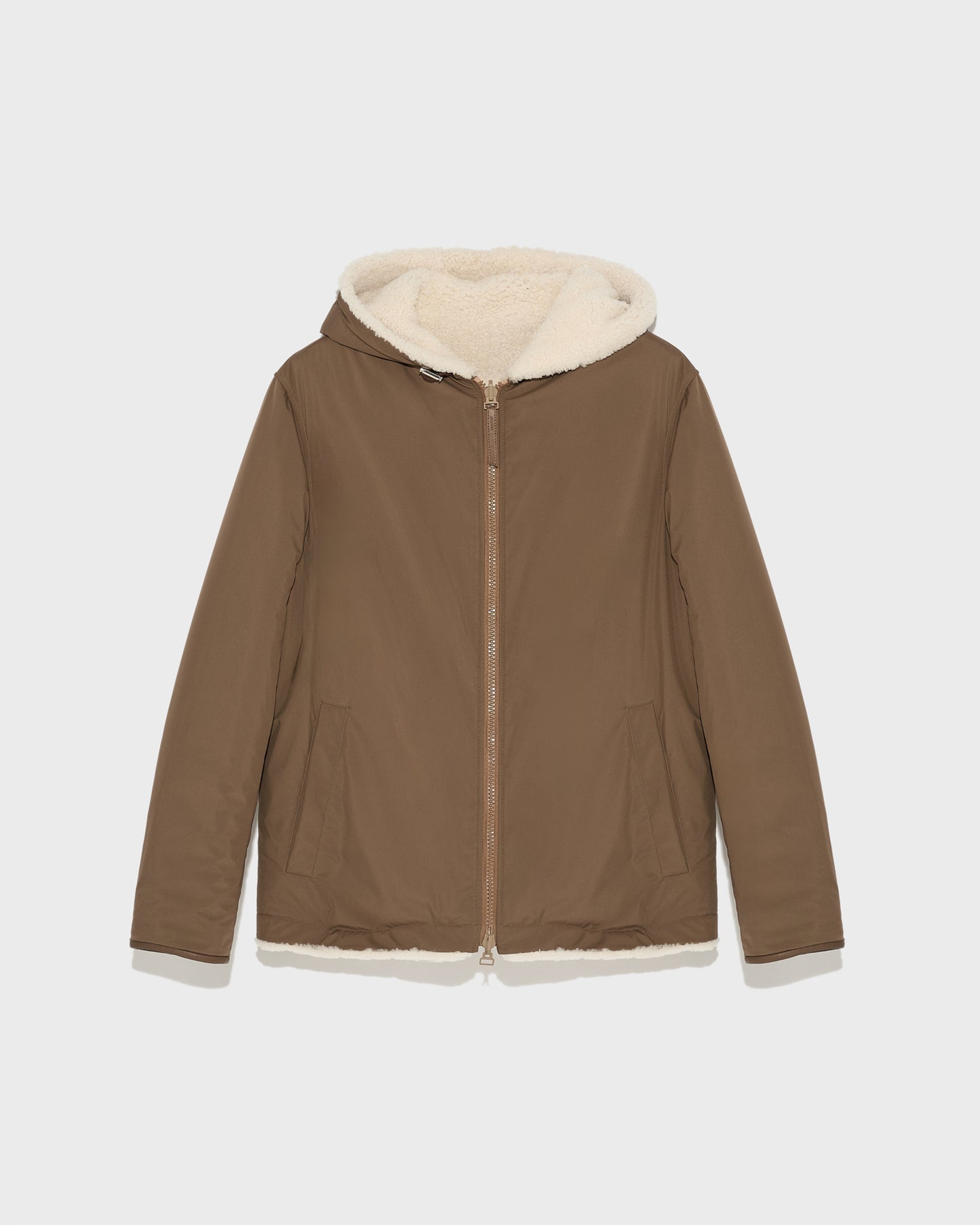 Reversible shearling hoodie