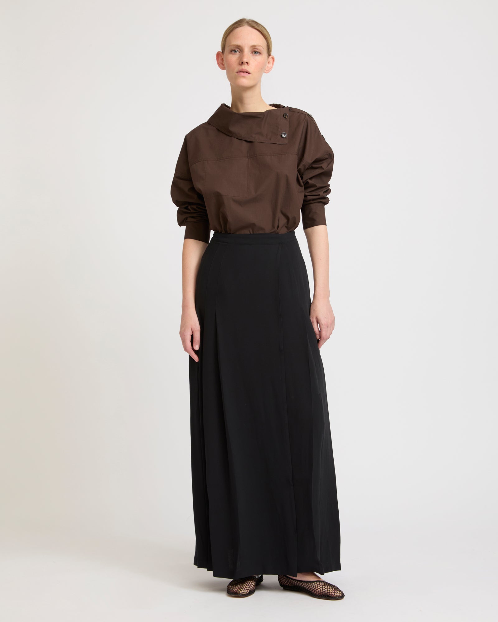 Silk crepe wrap skirt - black - Summer sale – Yves Salomon UK