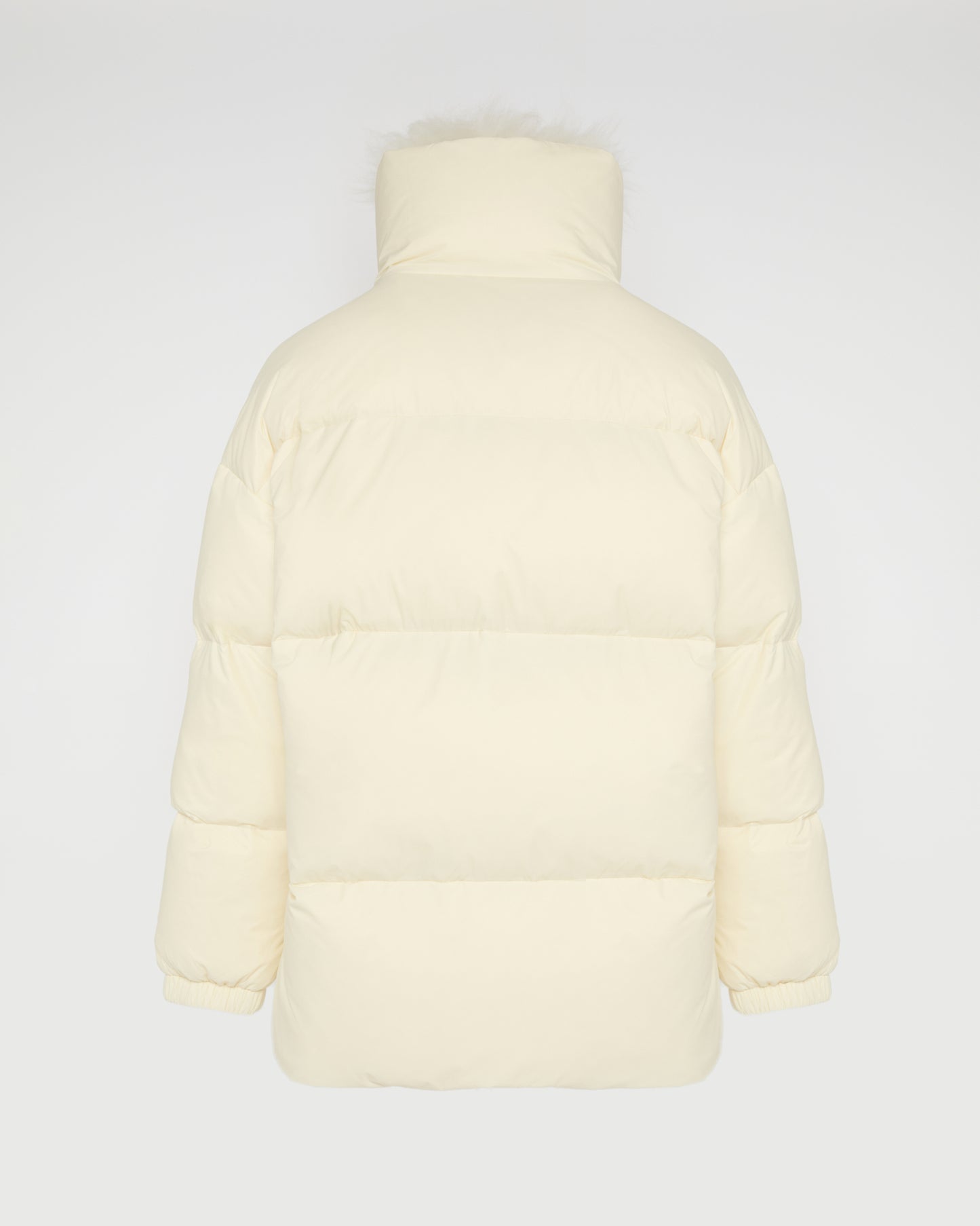 Mid-length down jacket with fluffy lambswool trim -Yves Salomon