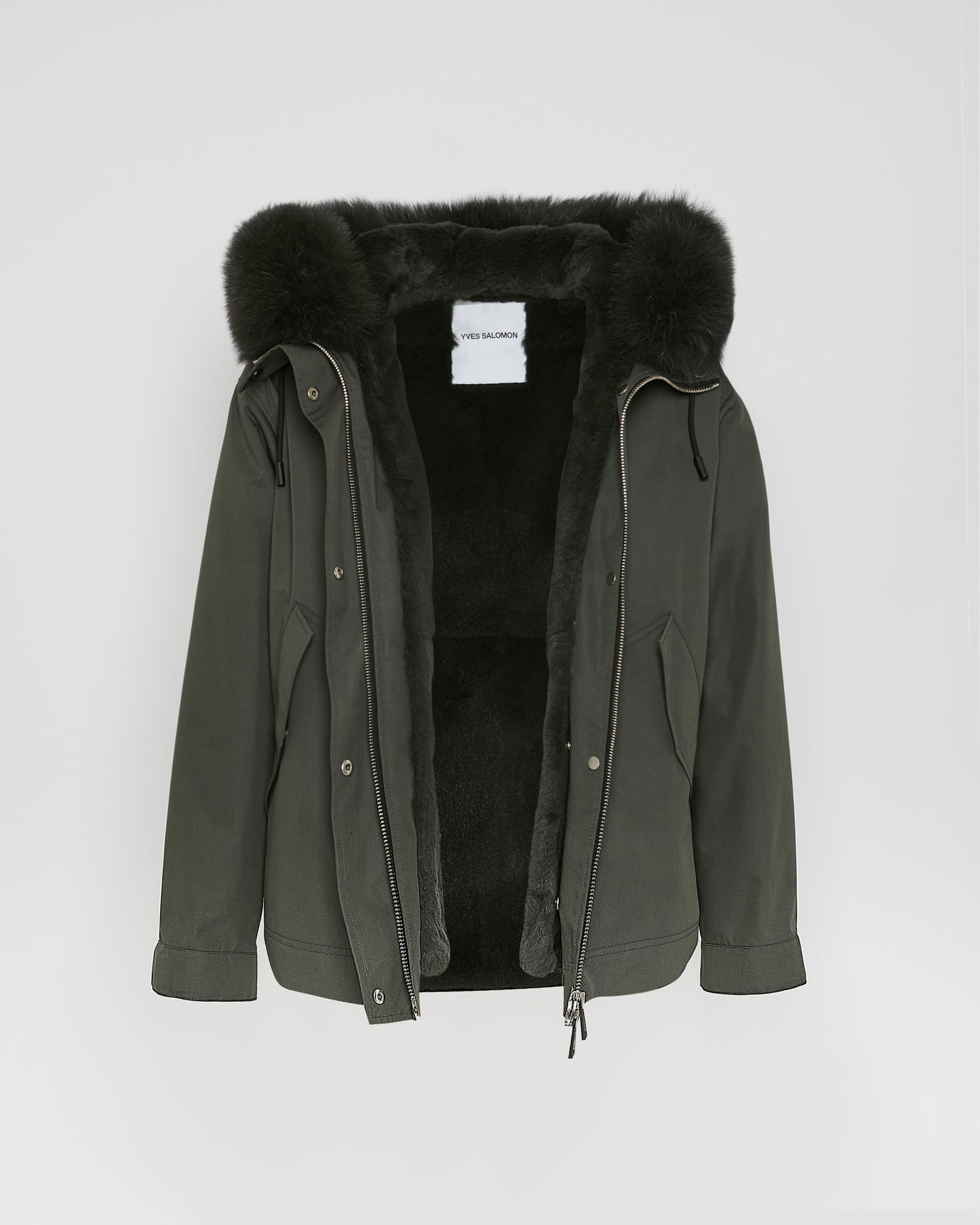 Short parka in cotton blend and fox and rabbit fur -Yves Salomon