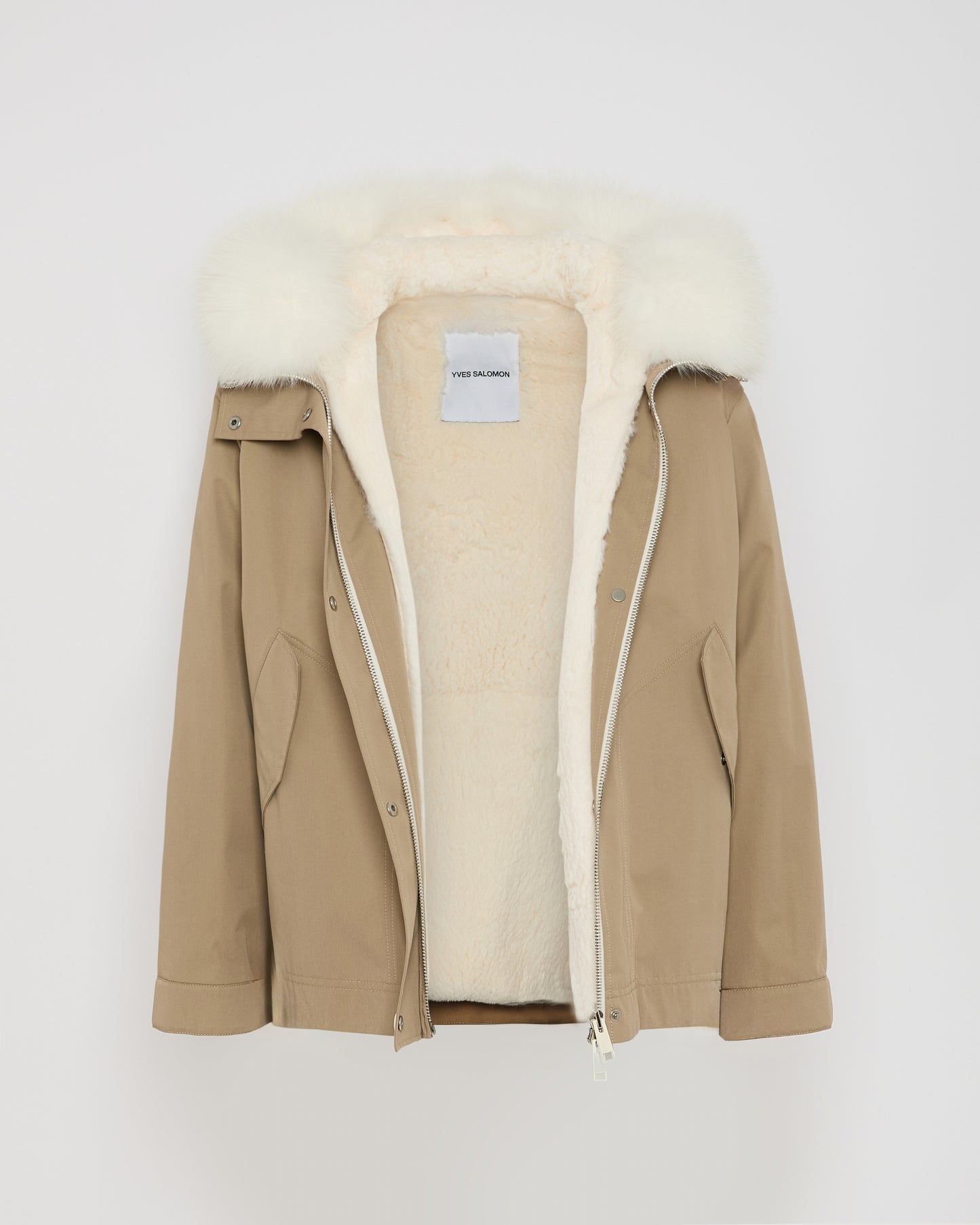 Short parka in cotton blend and fox and rabbit fur -Yves Salomon
