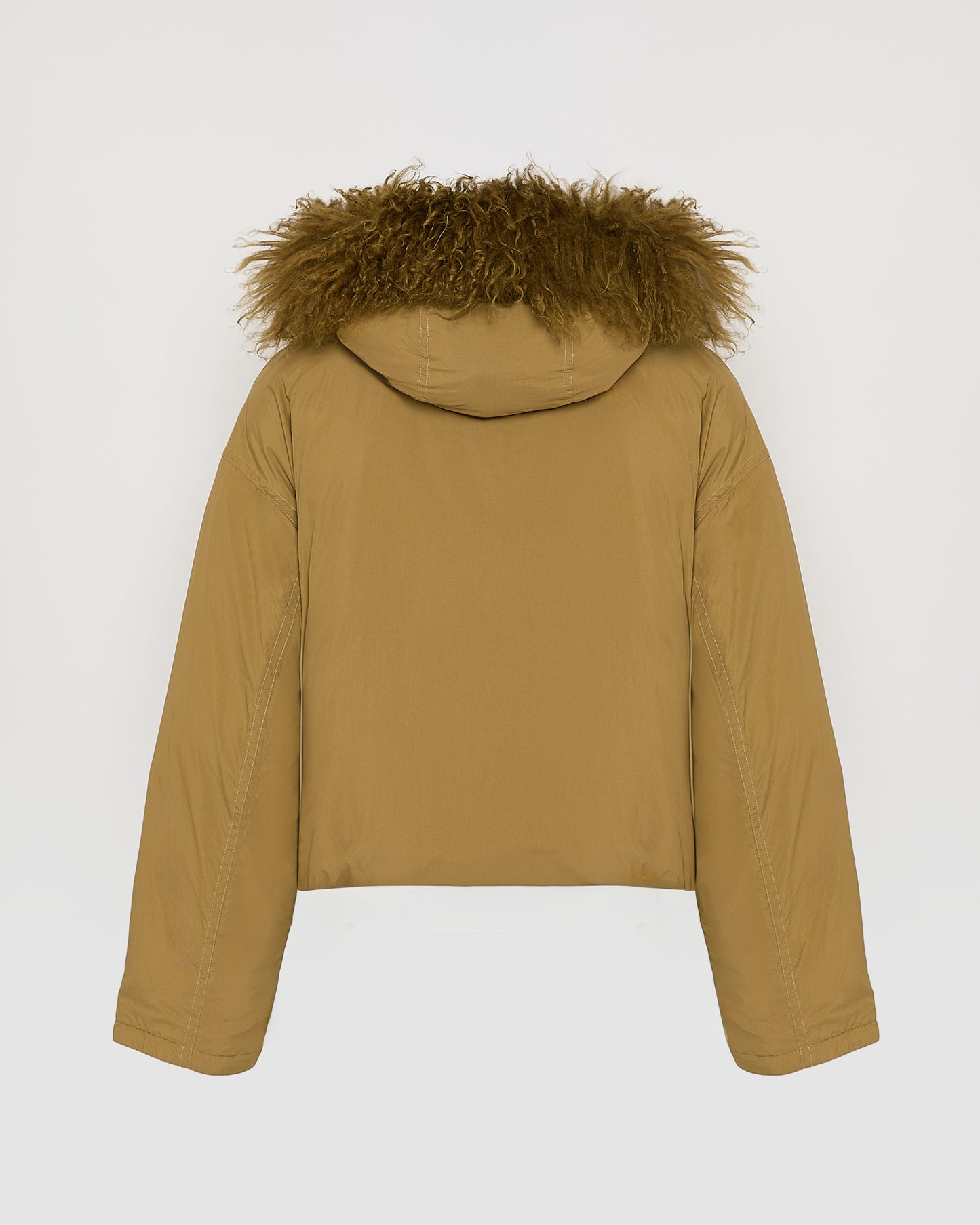 Short ultra-light down jacket with curly lambskin trim -Yves Salomon