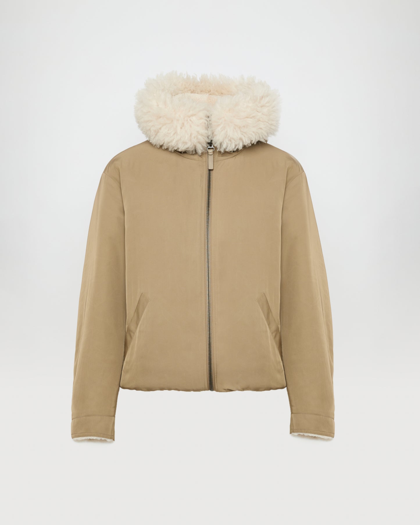 Reversible hooded jacket in lambskin shearling and technical fabric -Yves Salomon