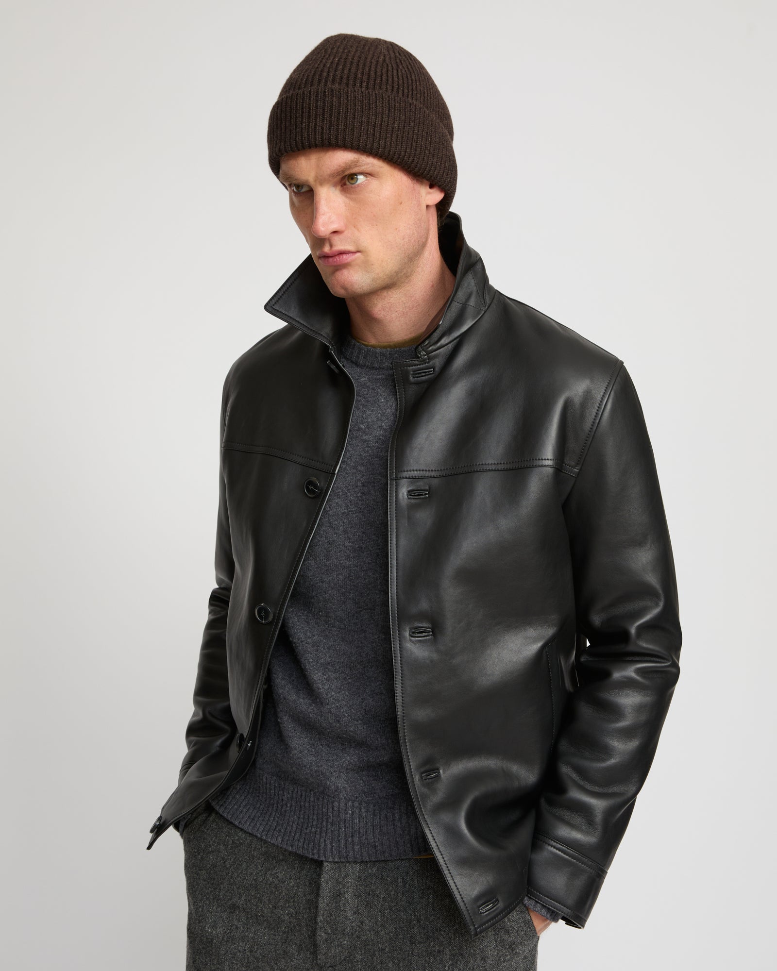 Lamb leather jacket - black - Yves Salomon – Yves Salomon UK