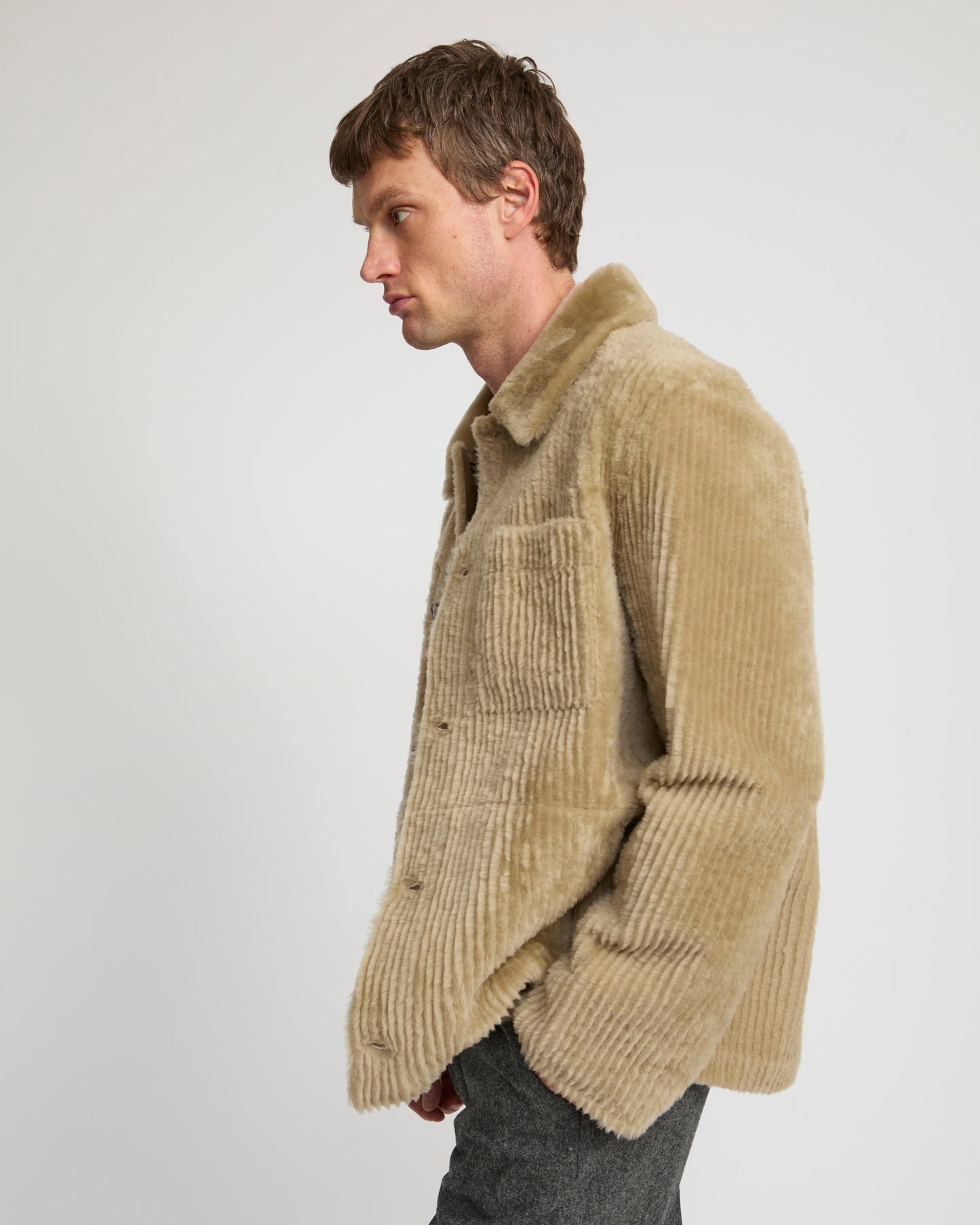 Ribbed Merino lamsbkin shearling overshirt -Yves Salomon