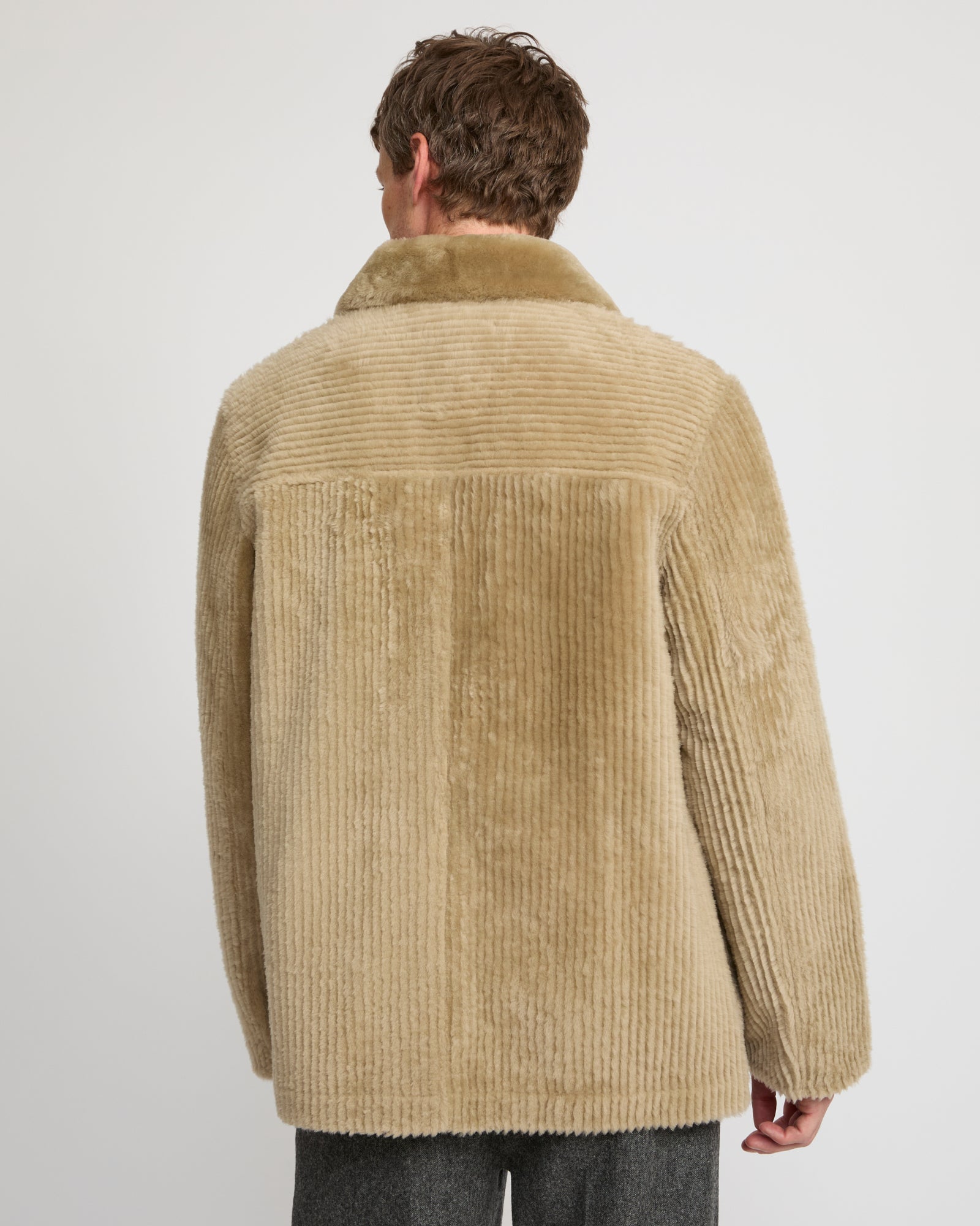 Ribbed Merino lamsbkin shearling overshirt -Yves Salomon