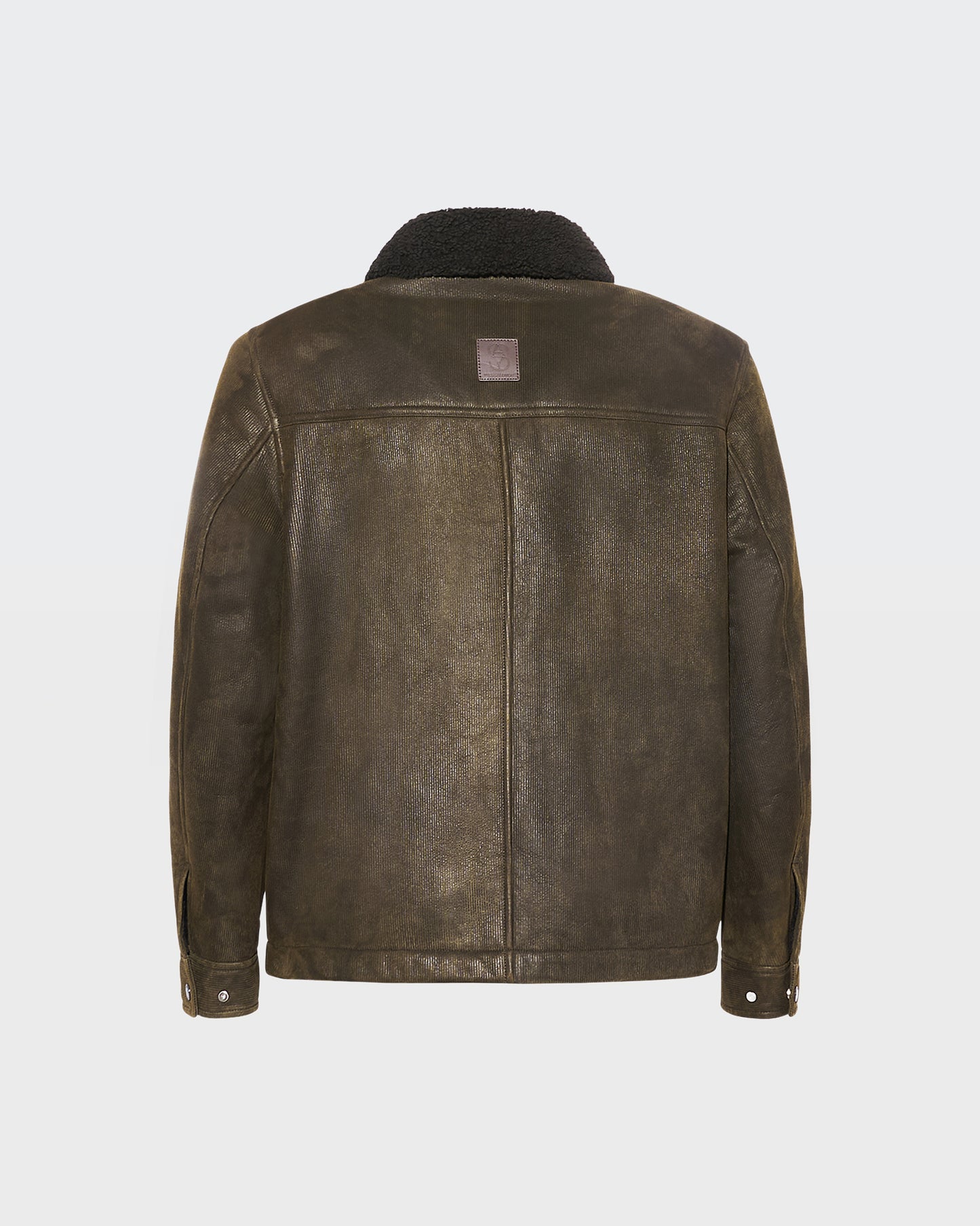 Ribbed leather and lambskin shearling jacket