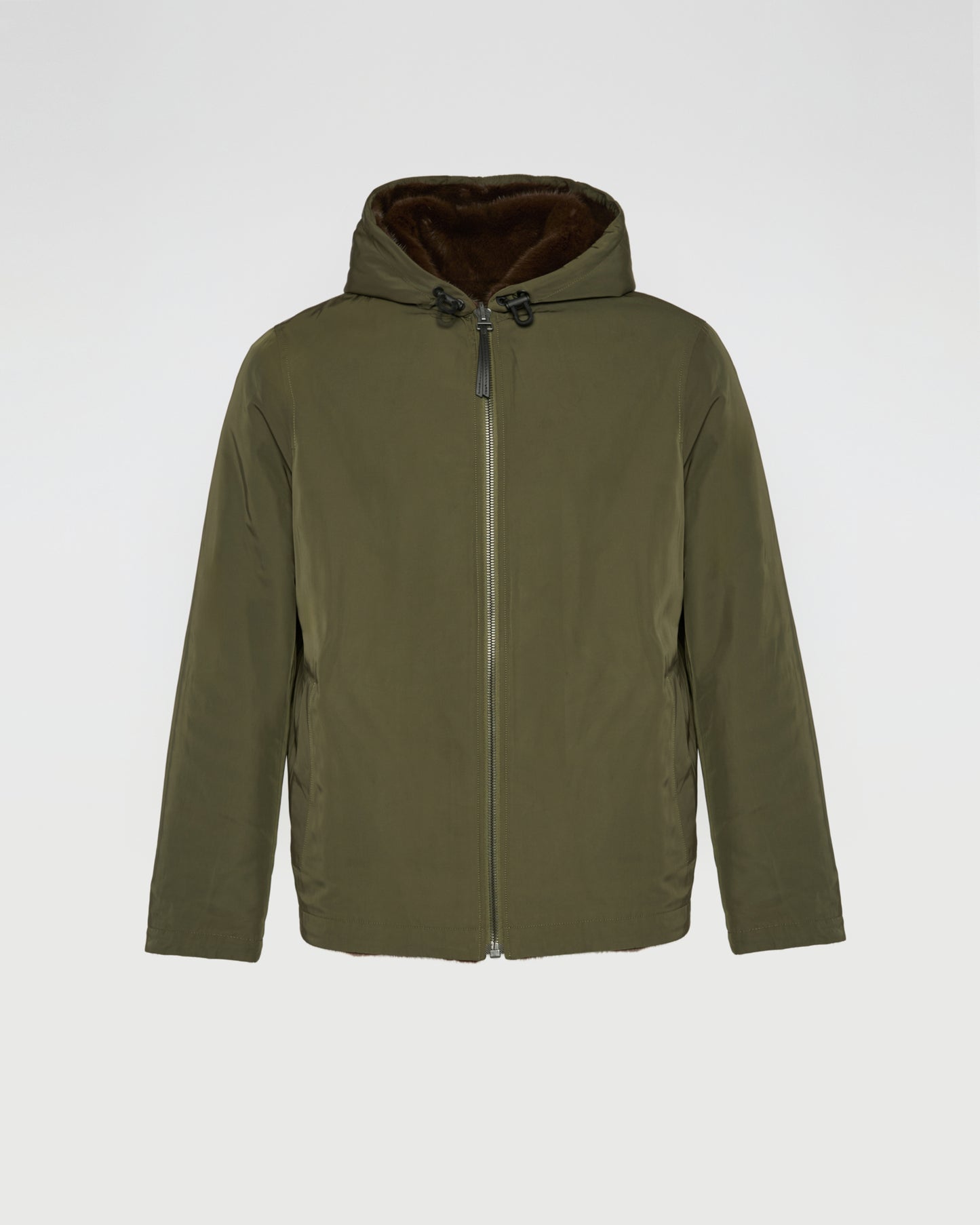 Reversible Hooded Jacket in Mink Fur and Technical Fabric -Yves Salomon