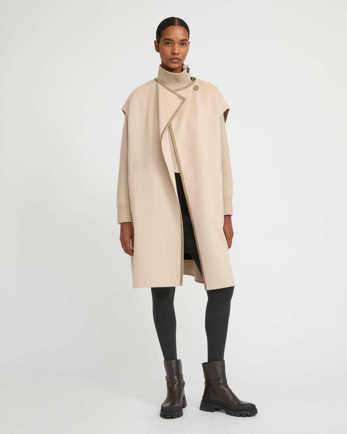 Double-sided cashmere-blend belted cape -Yves Salomon