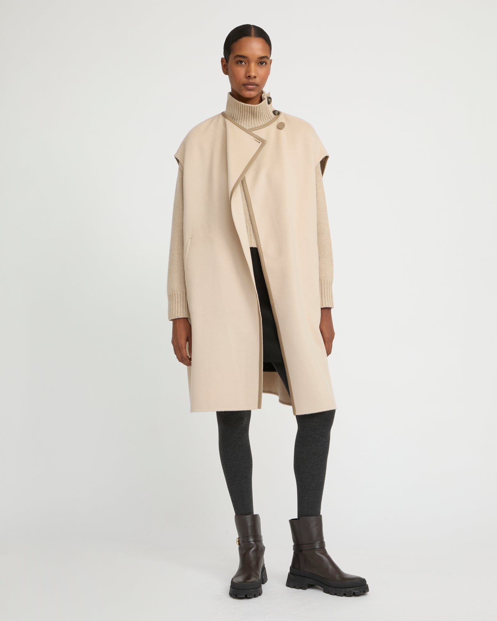 Double-sided cashmere-blend belted cape -Yves Salomon
