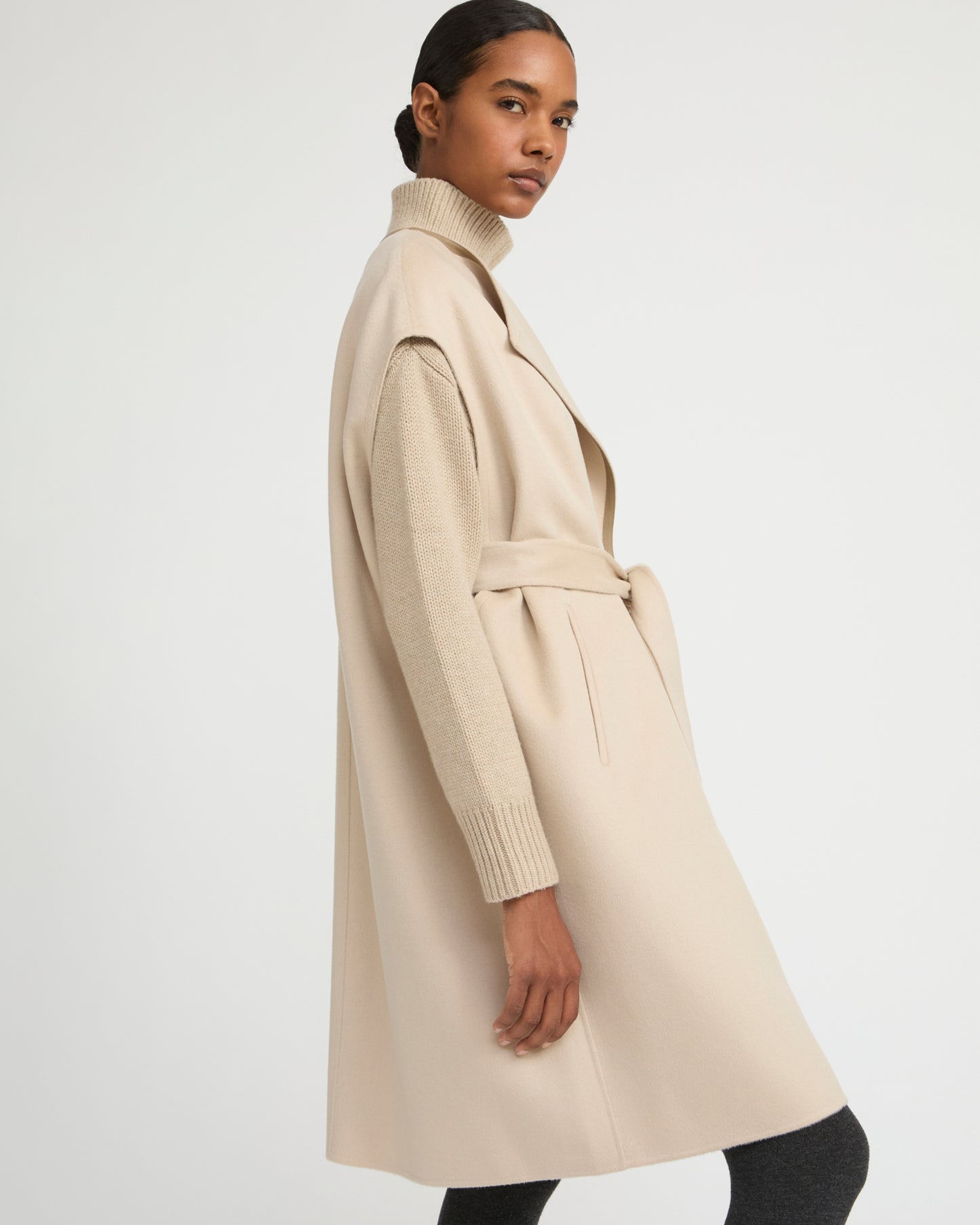 Double-sided cashmere-blend belted cape -Yves Salomon