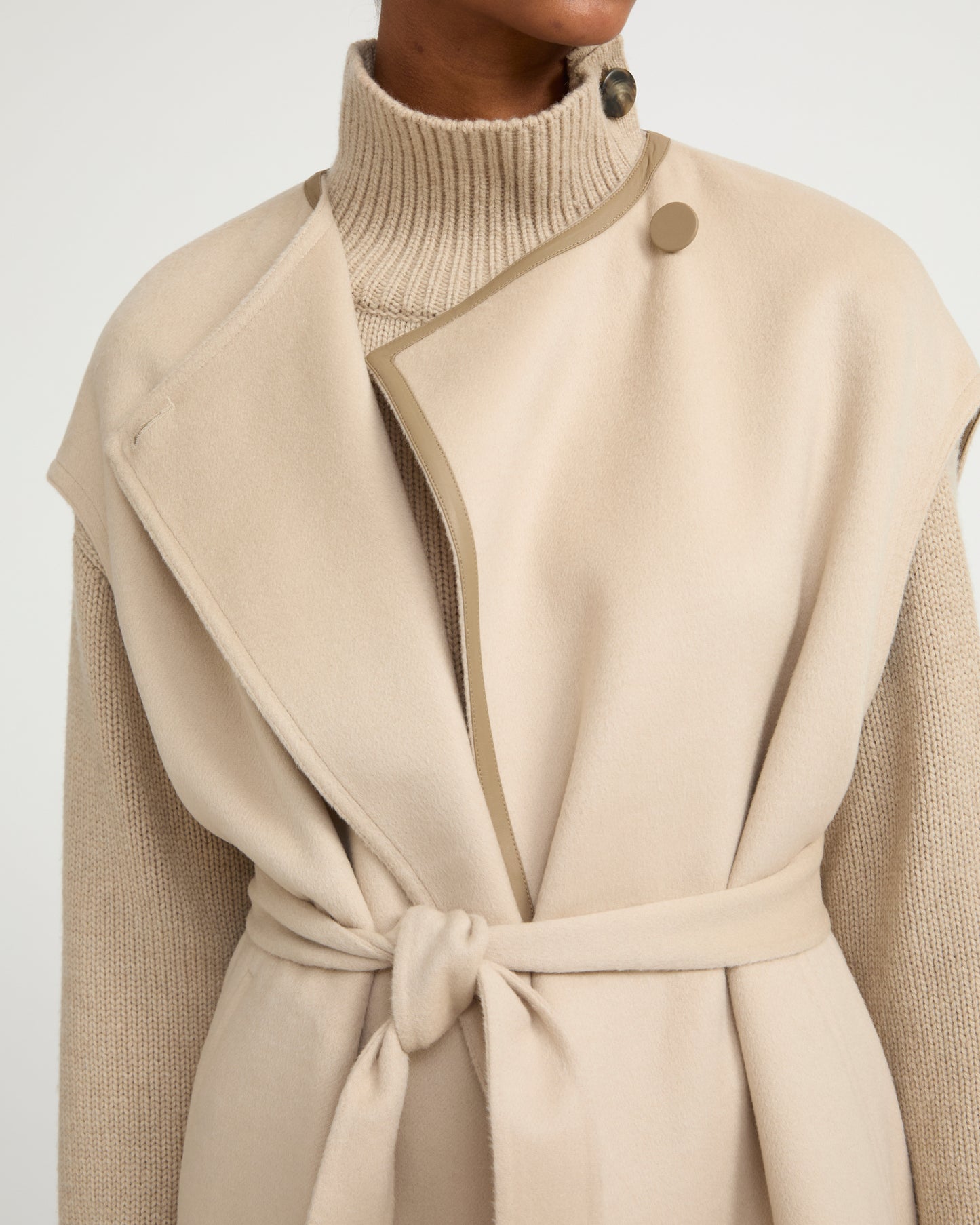 Double-sided cashmere-blend belted cape -Yves Salomon