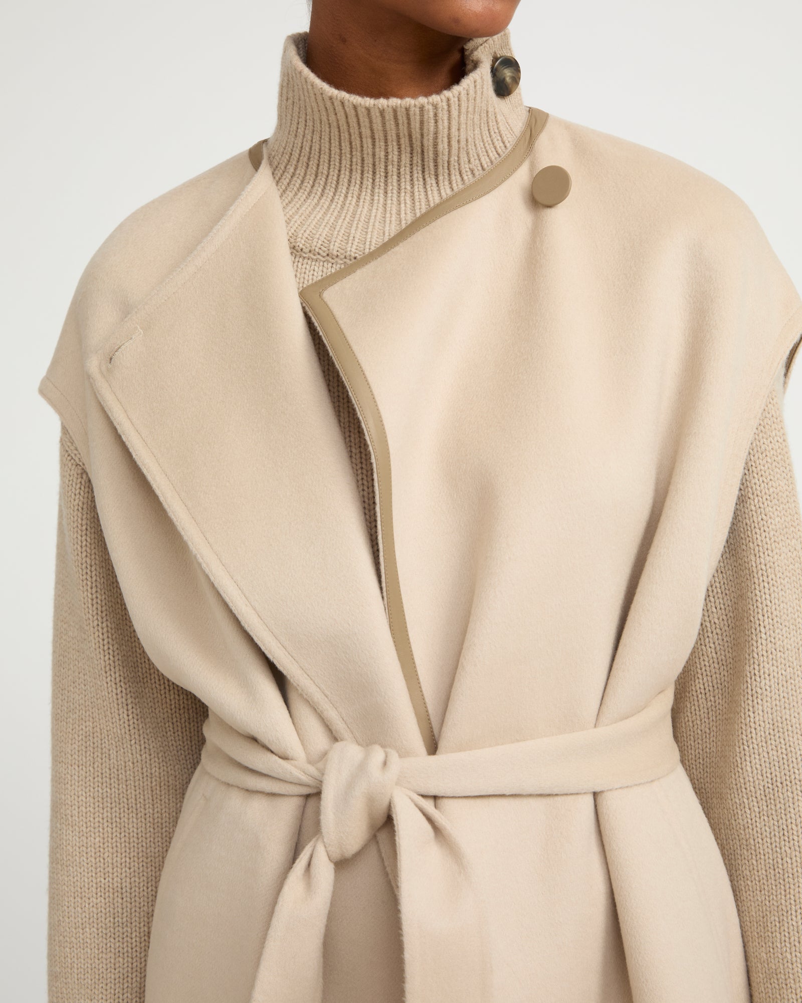 Double-sided cashmere-blend belted cape -Yves Salomon