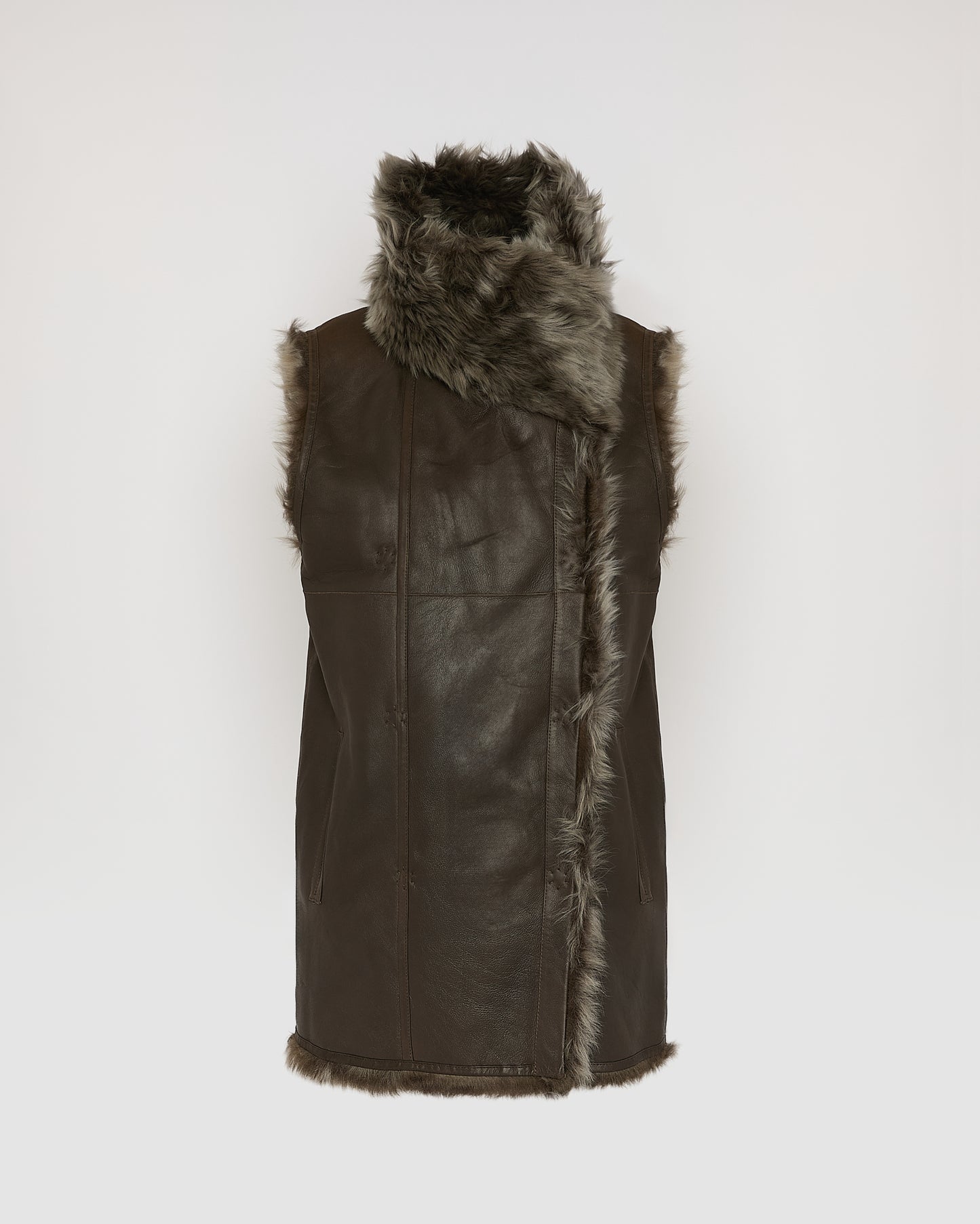 Long reversible gilet in Toscana lambskin -Yves Salomon